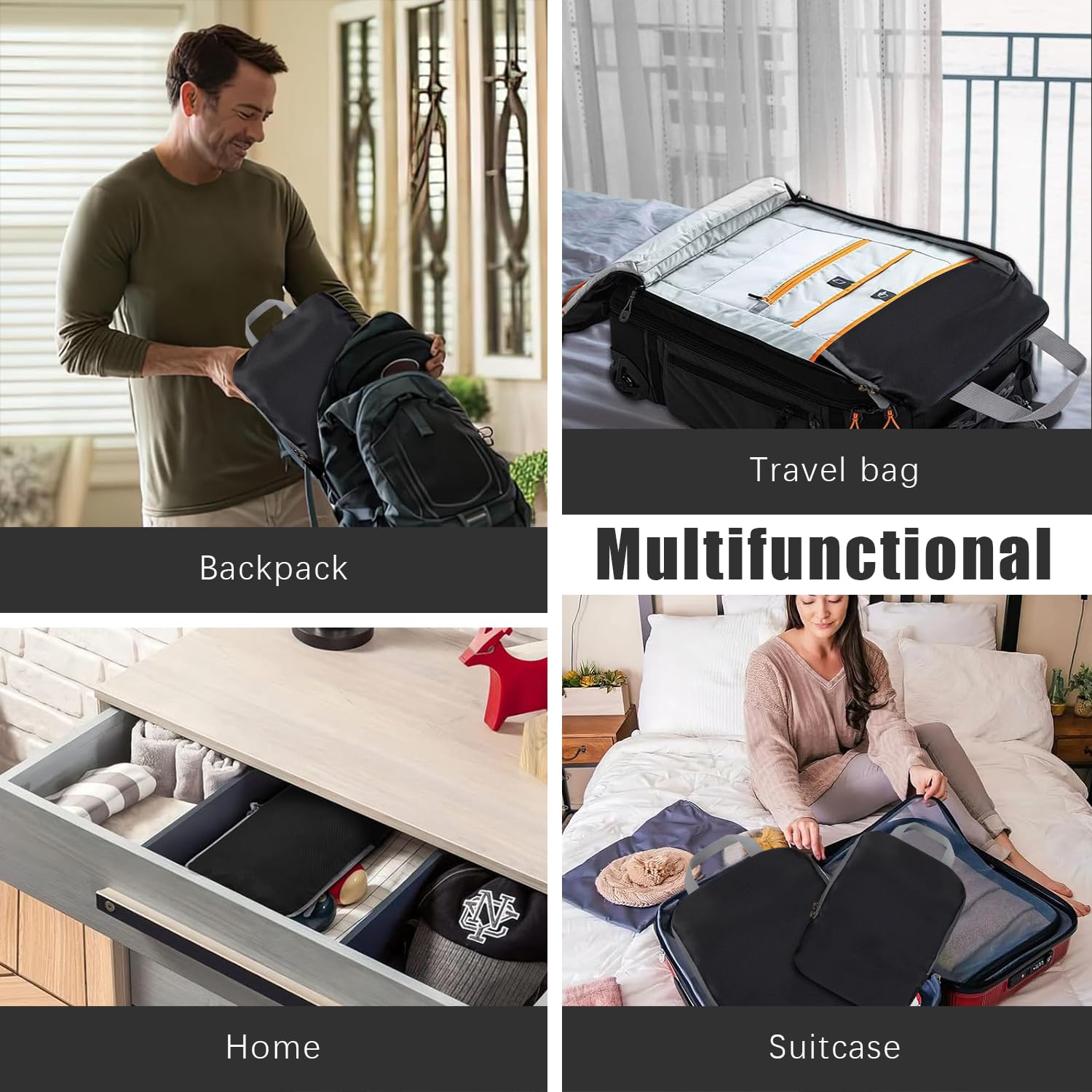 4-Piece Expandable Compression Packing Cubes Set - Lightweight Travel Organizers for Carry-On Luggage & Suitcases - Perfect for Business Trips, Vacations & Weekend Getaways
