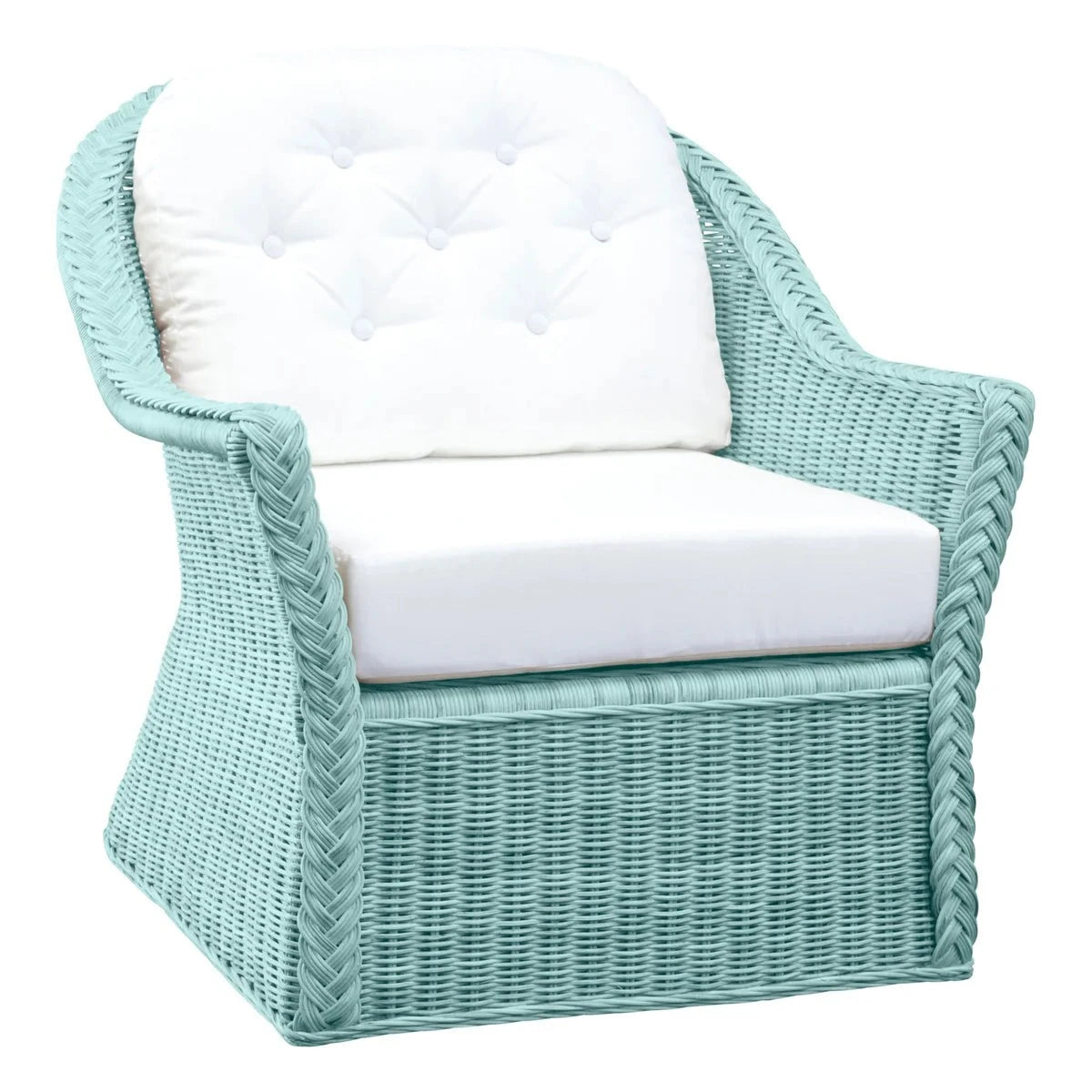Braided Wicker Chatham Upholstered Lounge Chair - Comfortable Rattan Accent Chair for Living Room, Patio, or Bedroom - Perfect for Relaxing and Reading