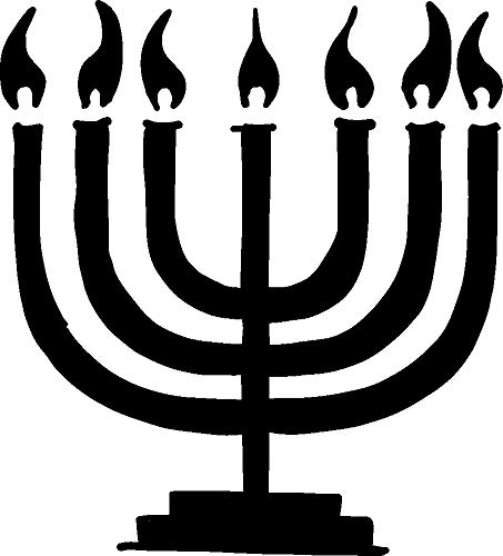 hBARSCI Menorah Vinyl Decal - 5 Inch Jewish Car Sticker - Waterproof Outdoor Decal for Windows, Laptops, Tablets - 2.5mm Thick Black Vinyl - Perfect for Hanukkah Decorations, Car Accessories & Gift Giving