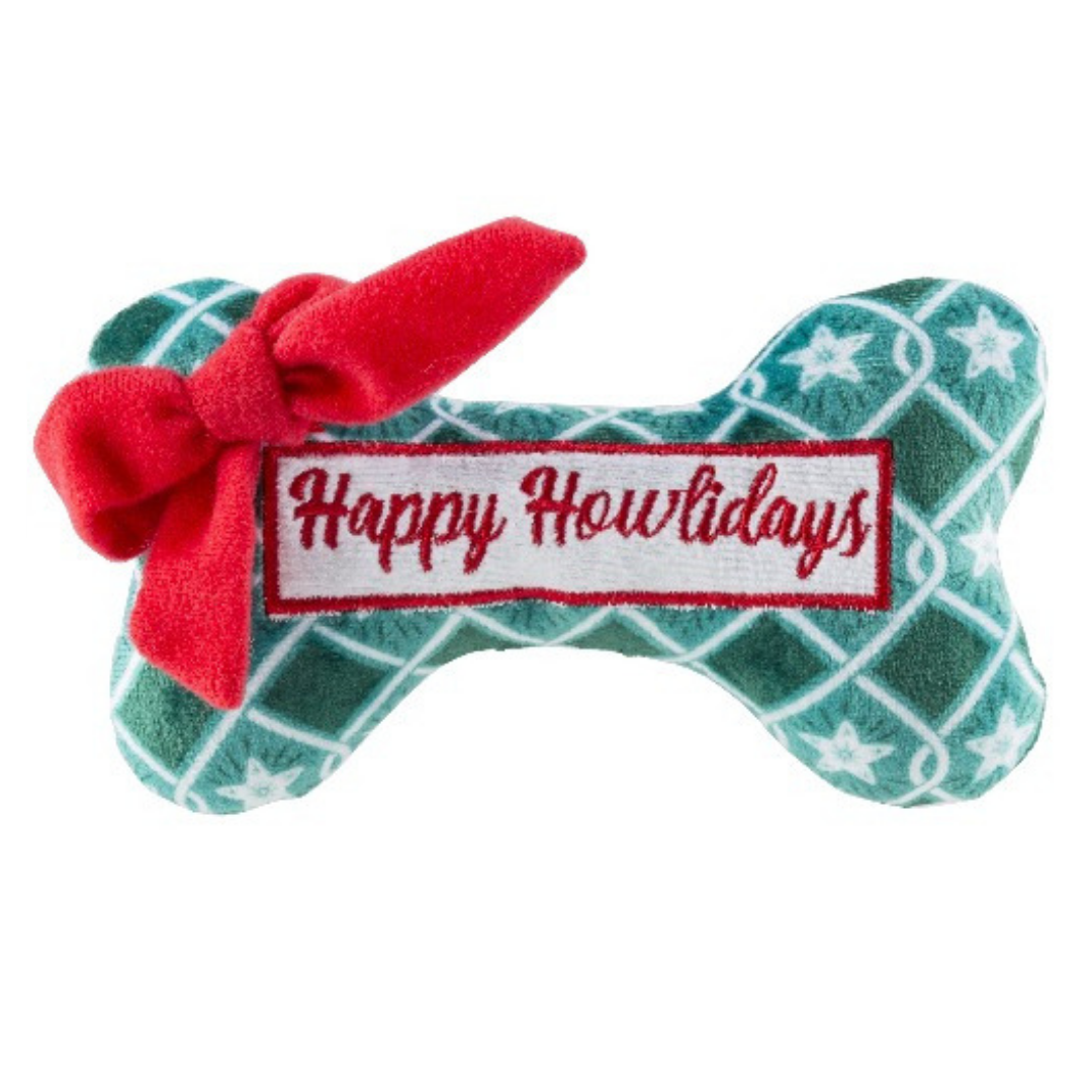 Green Stars Bone Happy Howlidays Dog Toy - Durable Chew Toy for Small & Large Dogs - Perfect for Playtime, Training & Holiday Gifts