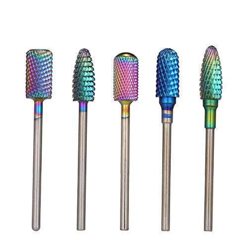 5pcs Nail Drill Bits Set - Professional Cuticle Cleaner, Dust Drill & Polishing Heads for Rotary Nail Grinding - Salon Quality Manicure Tools for Home & Professional Use - Perfect for Nail Art, Acrylics & Gel Extensions