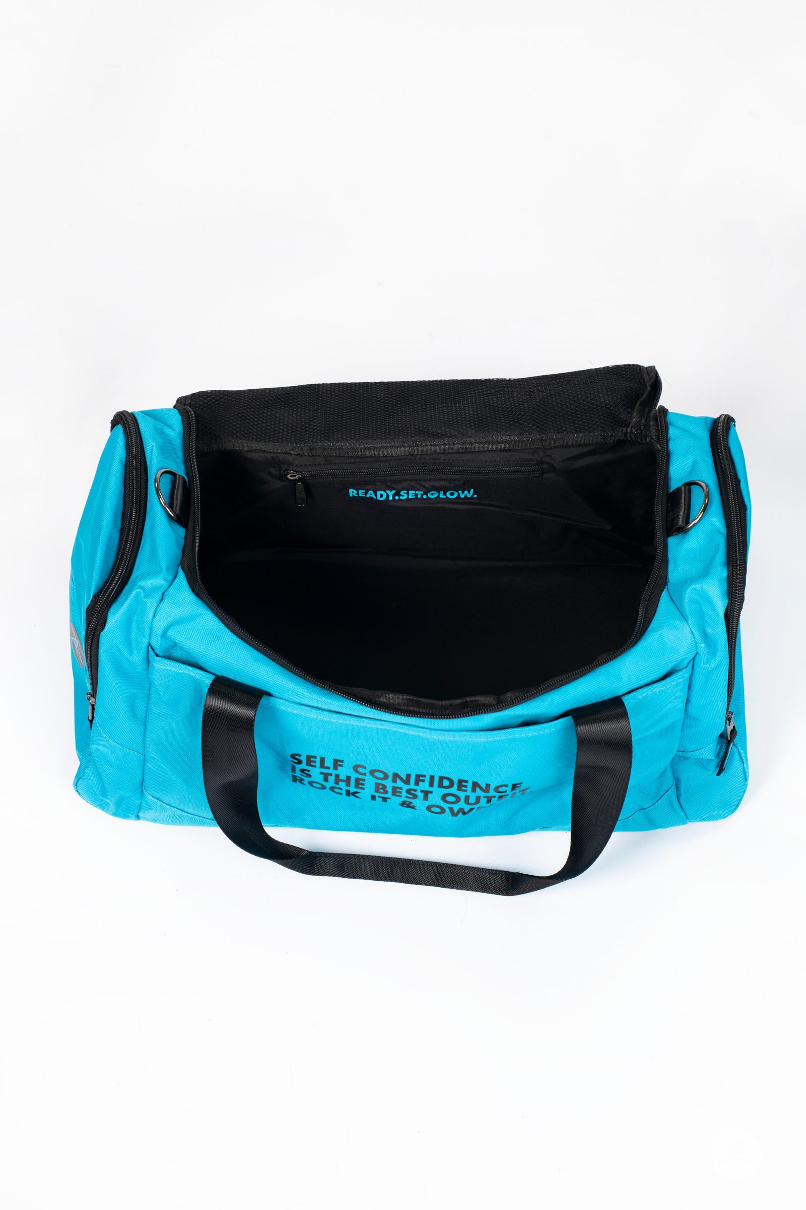 Premium Signature Duffle Bag - Water-Resistant Travel Duffel with Multiple Pockets - Bright Cerulean Blue for Gym, Weekend Trips & Outdoor Adventures