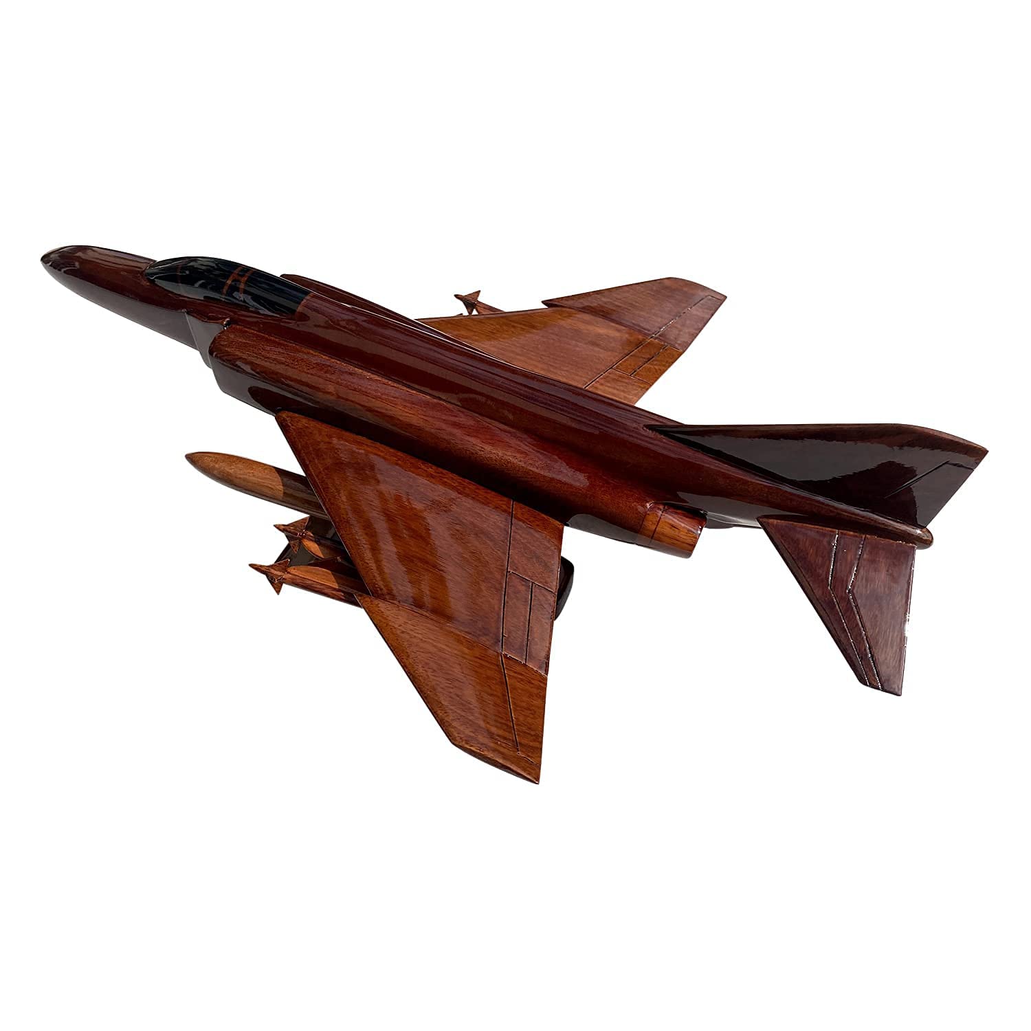 F4 Phantom Fighter Jet Mahogany Wood Desktop Model - Perfect for Office Decor, Aviation Enthusiast Gifts & Military Collectors Display