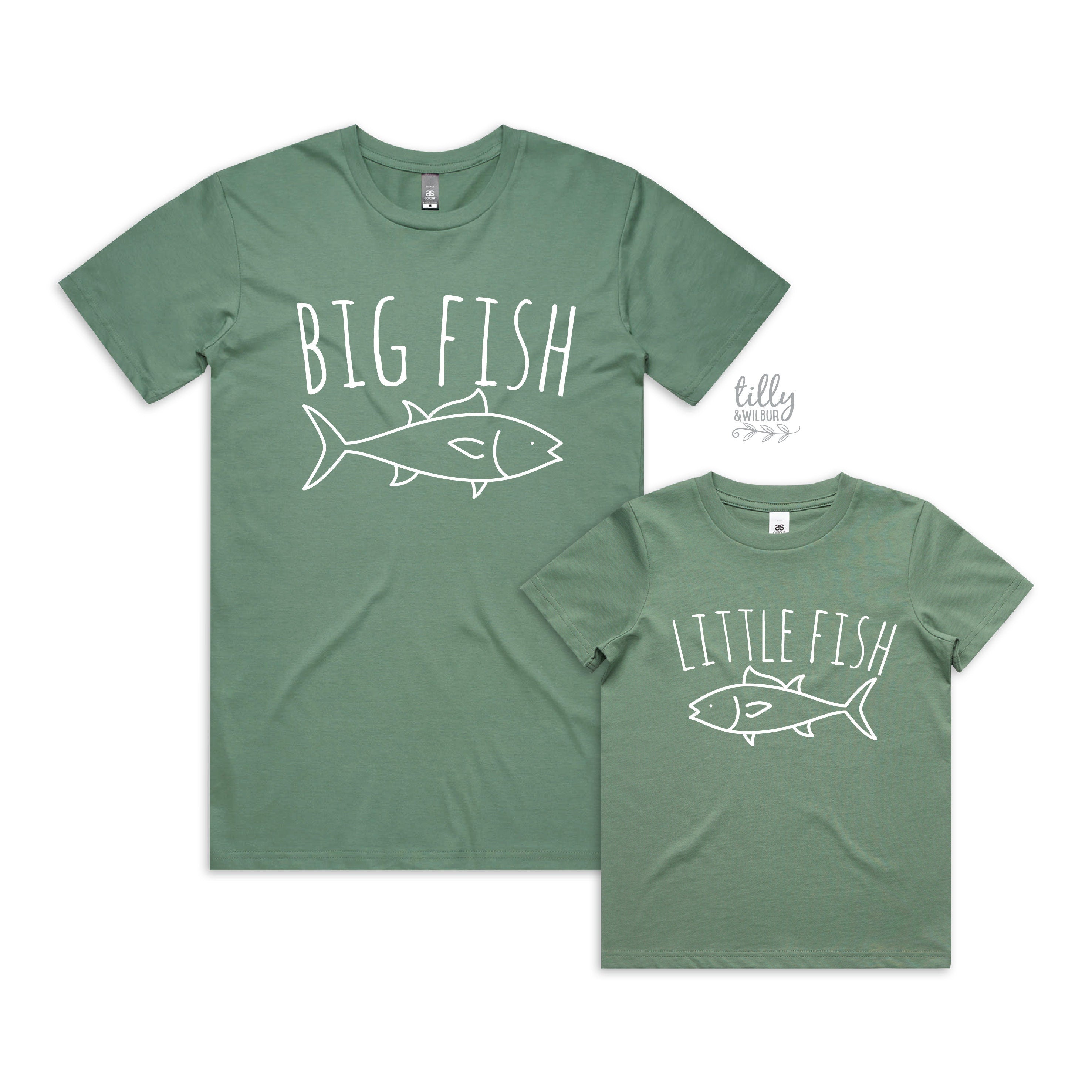 Father and Son Matching T-Shirts - Big Fish Little Fish Graphic Tees for Family Outfits & Photo Shoots