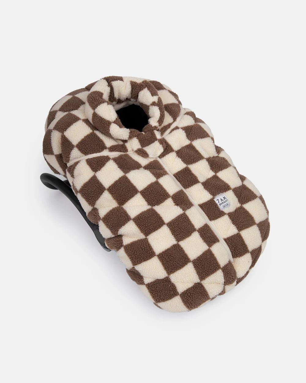 7 A.M. Car Seat Cover & Stroller Cocoon - Soft Checker Berber Fabric for Baby - Perfect for Travel, Winter Protection & Outdoor Adventures