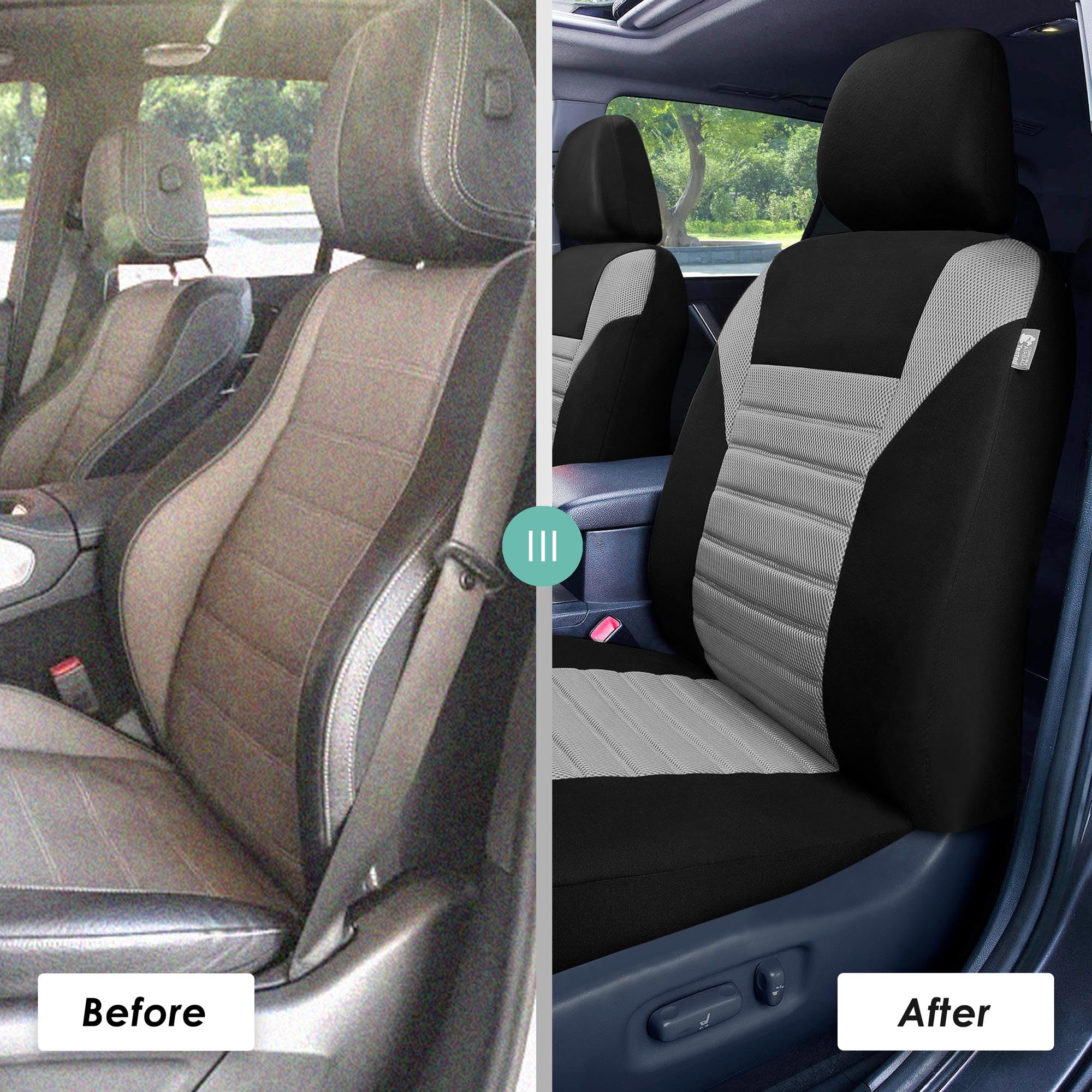 TLH 3D Air Mesh Car Seat Covers - Front Seats, Gray | Universal Fit for Cars, Trucks & SUVs | Breathable & Airbag Safe