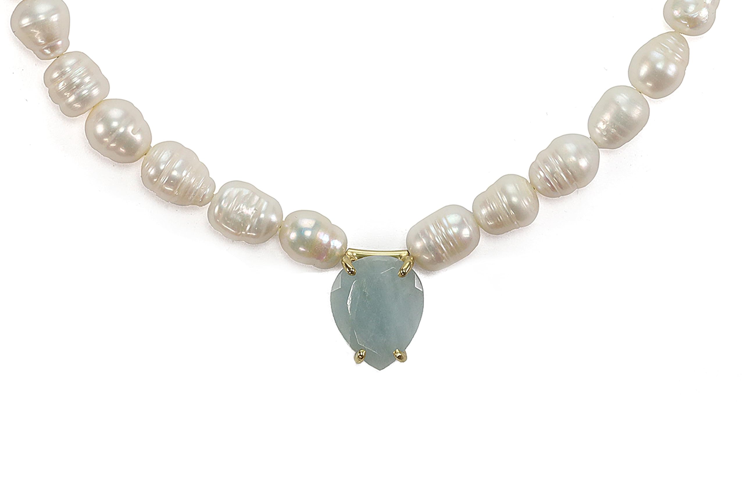 14k Gold Beaded Pearl Necklace - March Birthstone Pendant for Bridal & Party
