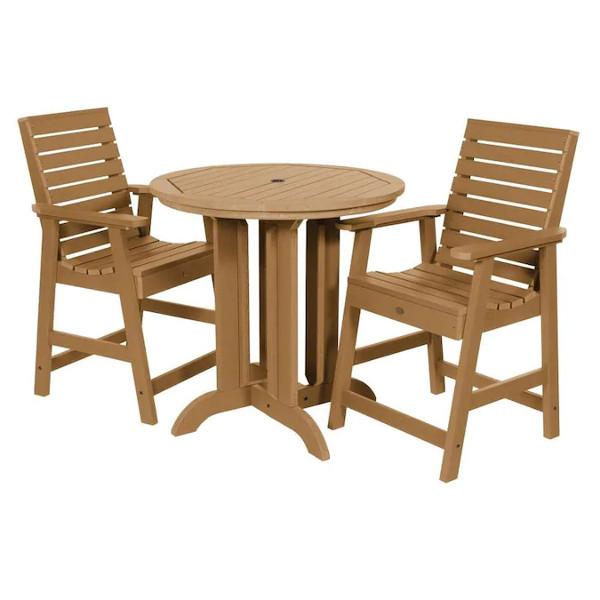 Weather-Resistant 3-Piece Round Counter Height Outdoor Dining Set - Perfect for Patio, Deck, and Backyard Gatherings