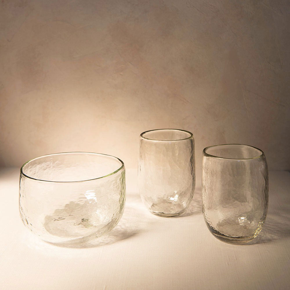 Premium Dimpled Glass Bowl - Elegant Serving Bowl for Salads, Desserts & Snacks - Perfect for Parties, Entertaining & Home Decor
