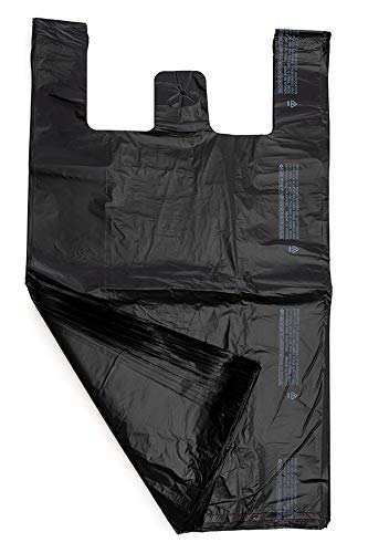 PlaTree Extra Large 400-Count Black Plastic T-Shirt Bags with Handles - 18