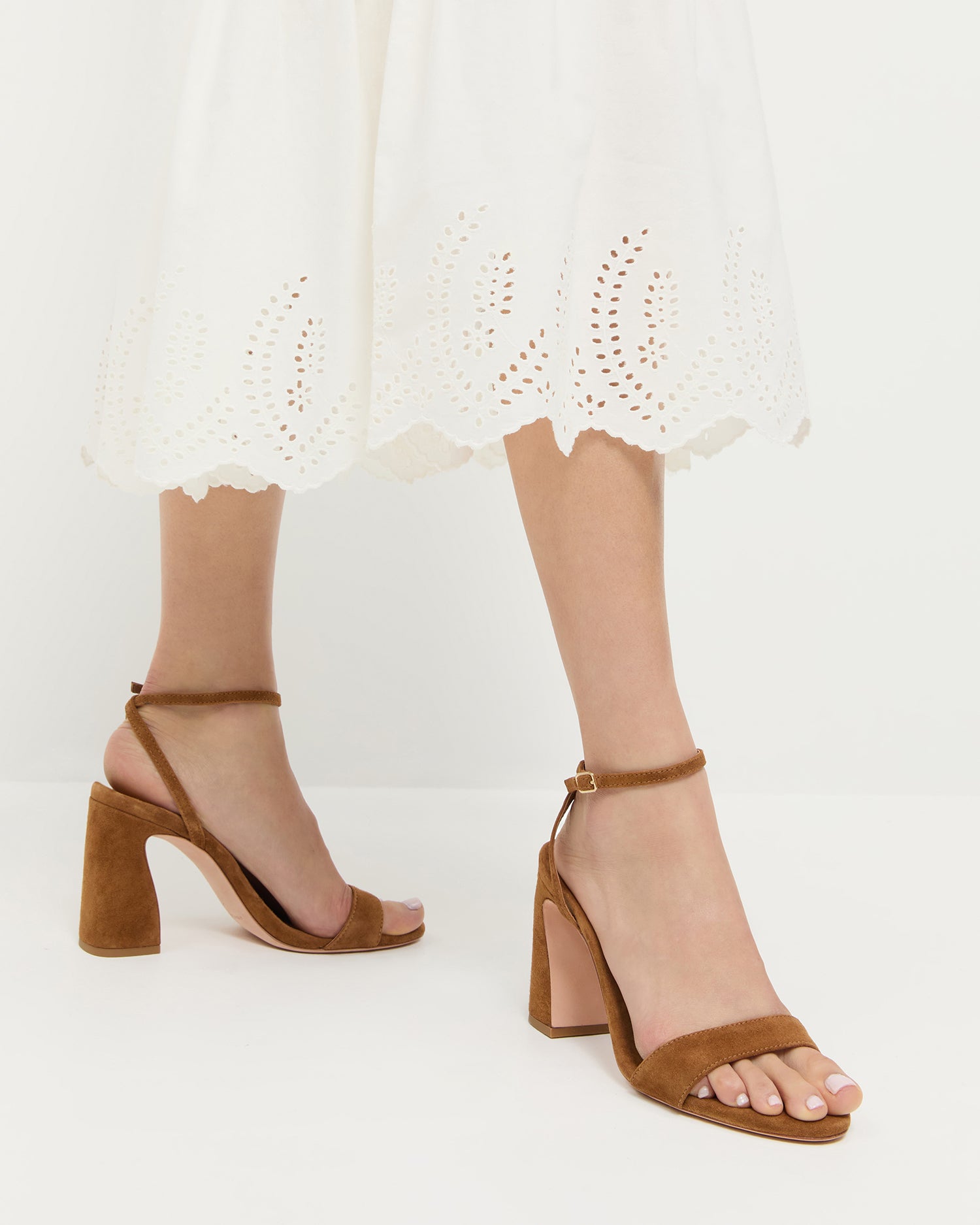 Malia Cacao Suede Curved Heel Sandals for Women - Comfortable Summer Dress Shoes for Weddings, Parties & Date Nights