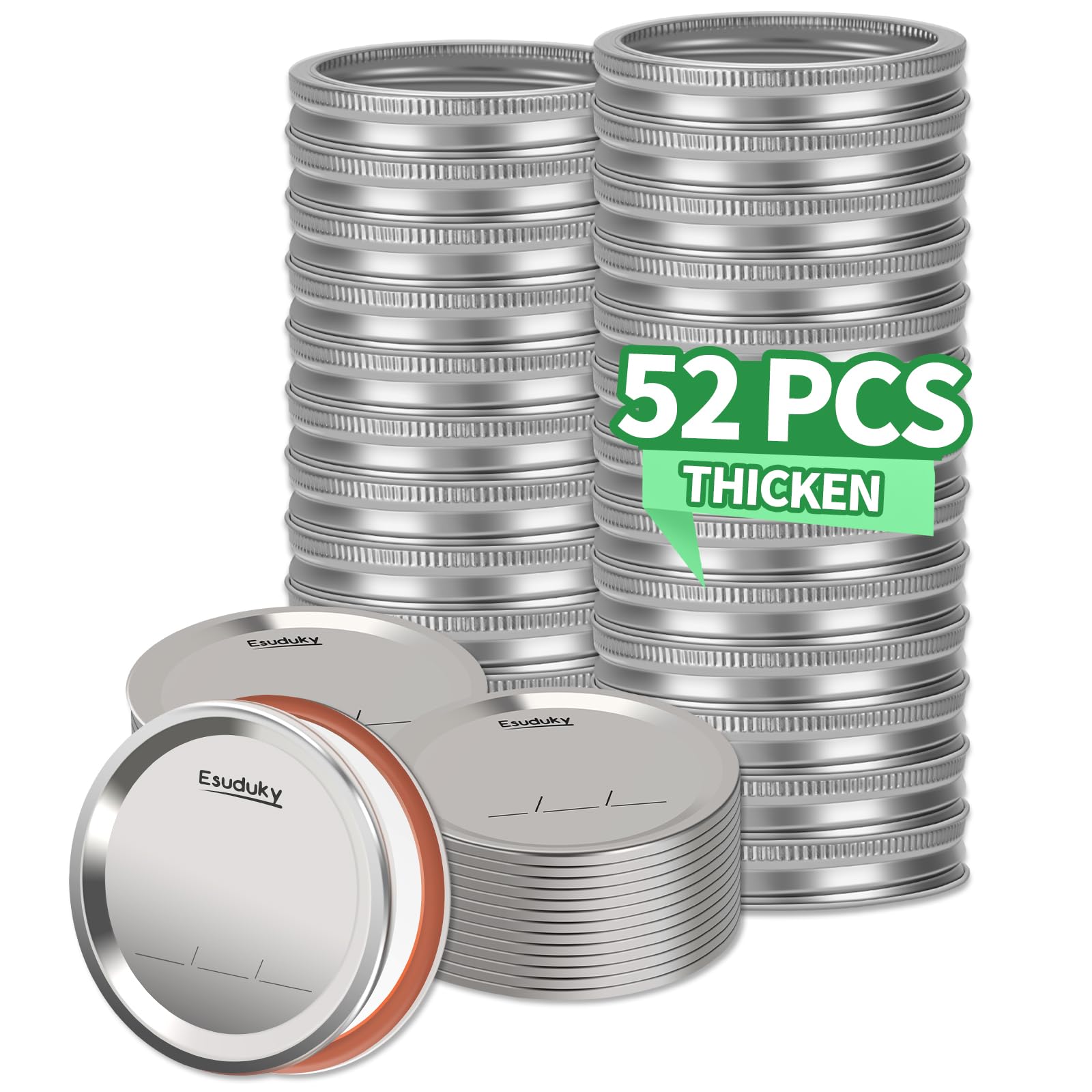 52Pcs Mason Jar Lids with Rings - Regular Mouth Canning Lids for Ball, Kerr Jars - Leak Proof & Airtight Split-Type Design - Food Grade Material - Perfect for Home Canning, Food Storage, Pickling & DIY Crafts