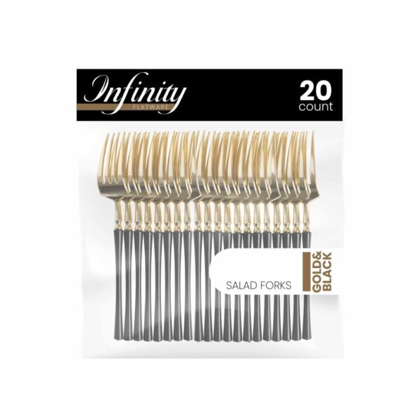 Premium Infinity Collection Gold & Black Flatware Set - 20-Piece Elegant Cutlery for Fine Dining, Parties & Gifts