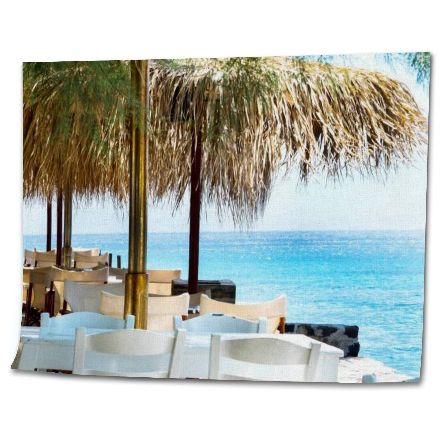 Greek Tavern Beach Chairs Digital Oil Painting Kit - DIY Acrylic Paint by Numbers for Adults & Kids Beginners - Wall Art Decor for Living Room, Bedroom, and Beach House Decorations