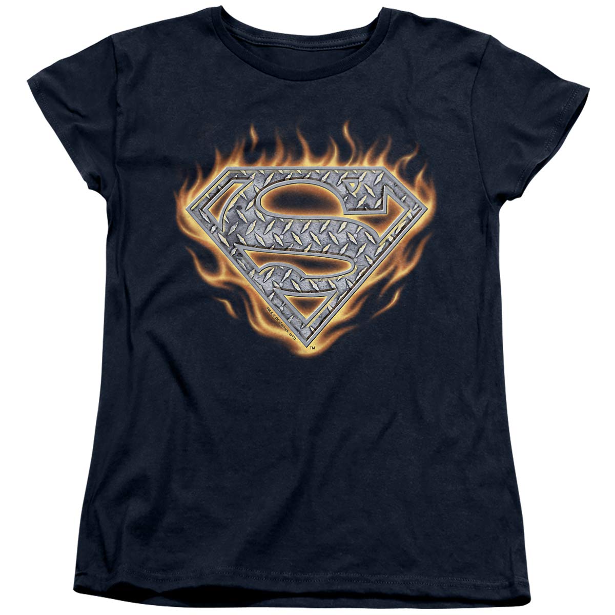 Superman Steel Fire Shield Women's T-Shirt | Superhero Graphic Tee for Women | Casual & Cosplay Wear | Perfect for Comic Con, Halloween & Everyday Outfits