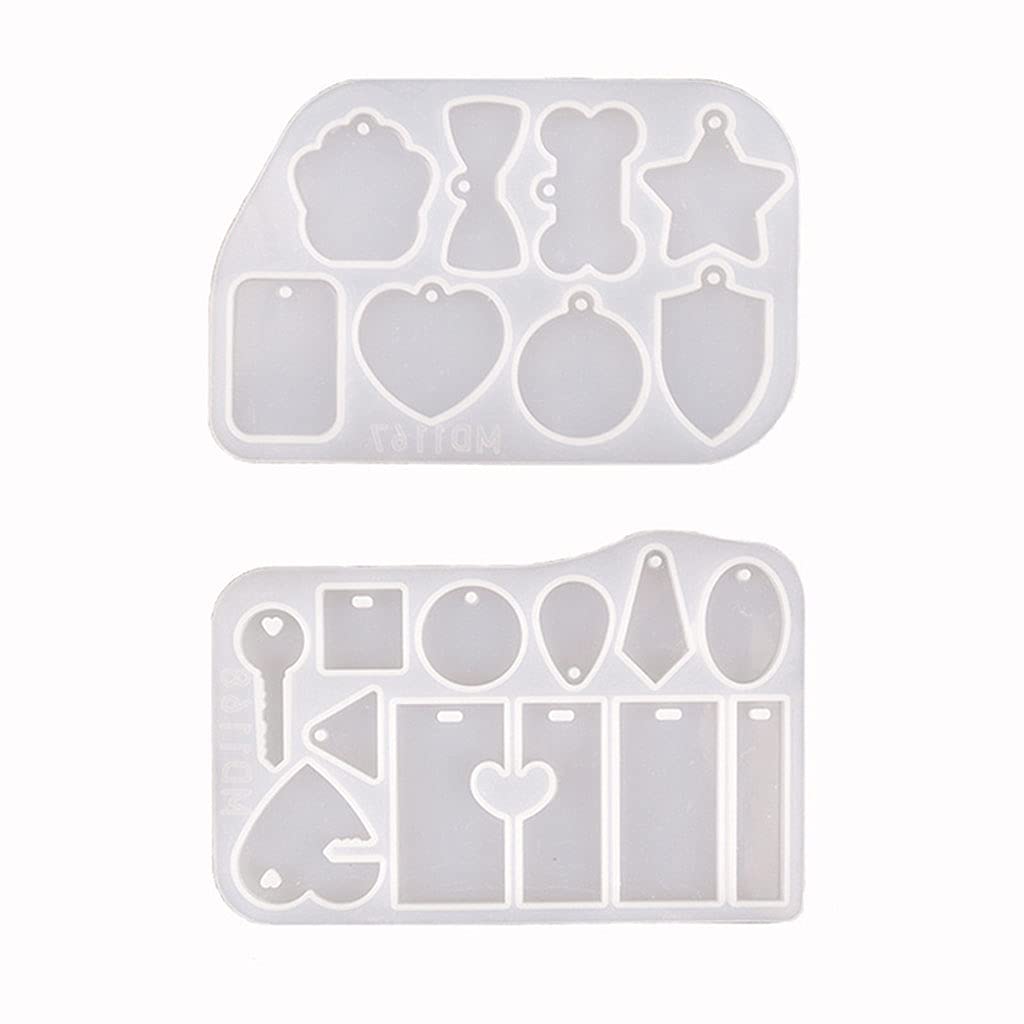 SOFEA Silicone Baking Pan for DIY Crafts - 1 Set Pet Dog Tag Epoxy Resin Mold with Hanging Pendant for Jewelry Making, Cake Decorating & Gift Making