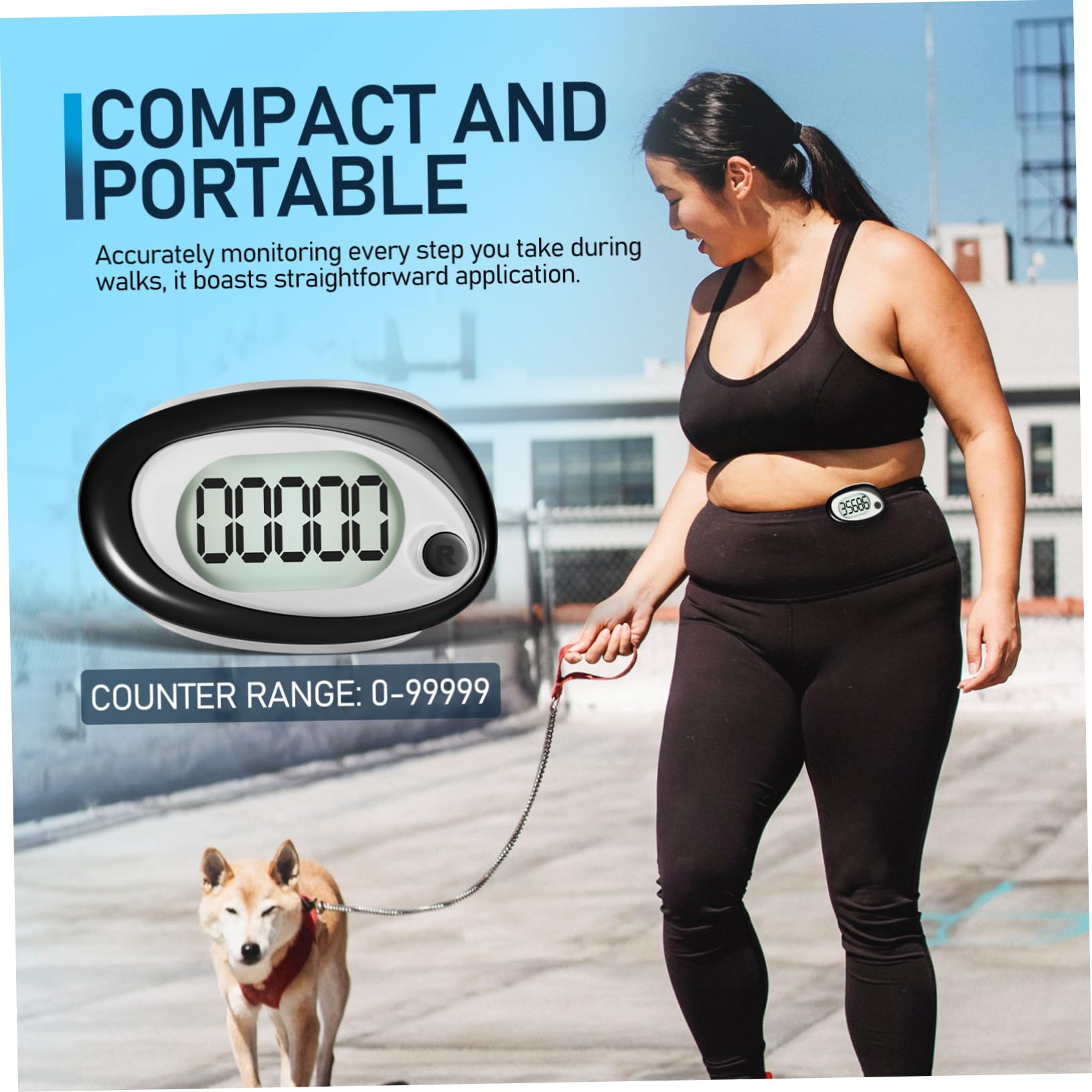 BESPORTBLE Digital Pedometer - Step Counter for Walking, Running & Fitness Tracking - Accurate Step Tracker with Clip - Perfect for Jogging, Hiking & Daily Activity Monitoring