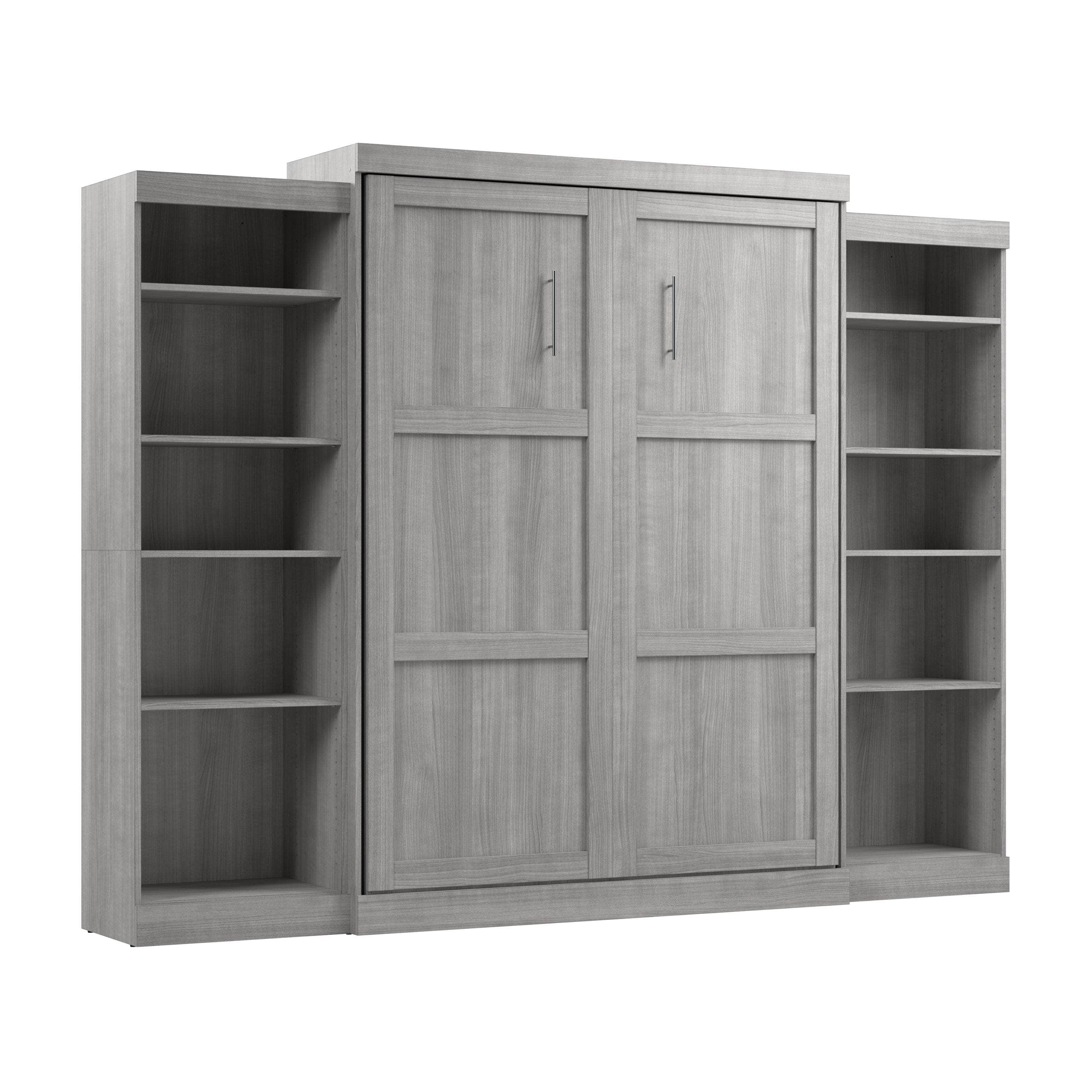 Pur Queen Murphy Wall Bed with 2 Storage Units (115W) - 7 Color Options | Space-Saving Foldable Bed for Small Apartments, Guest Rooms & Home Offices