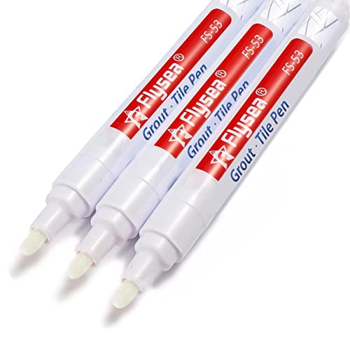 ForFine Grout Pen - 3 Pack Tile Grout Line Restorer & Marker Pens for Kitchen, Bathroom, Shower, Floor & Wall - Perfect for Home Renovation, DIY Projects & Tile Maintenance (White)