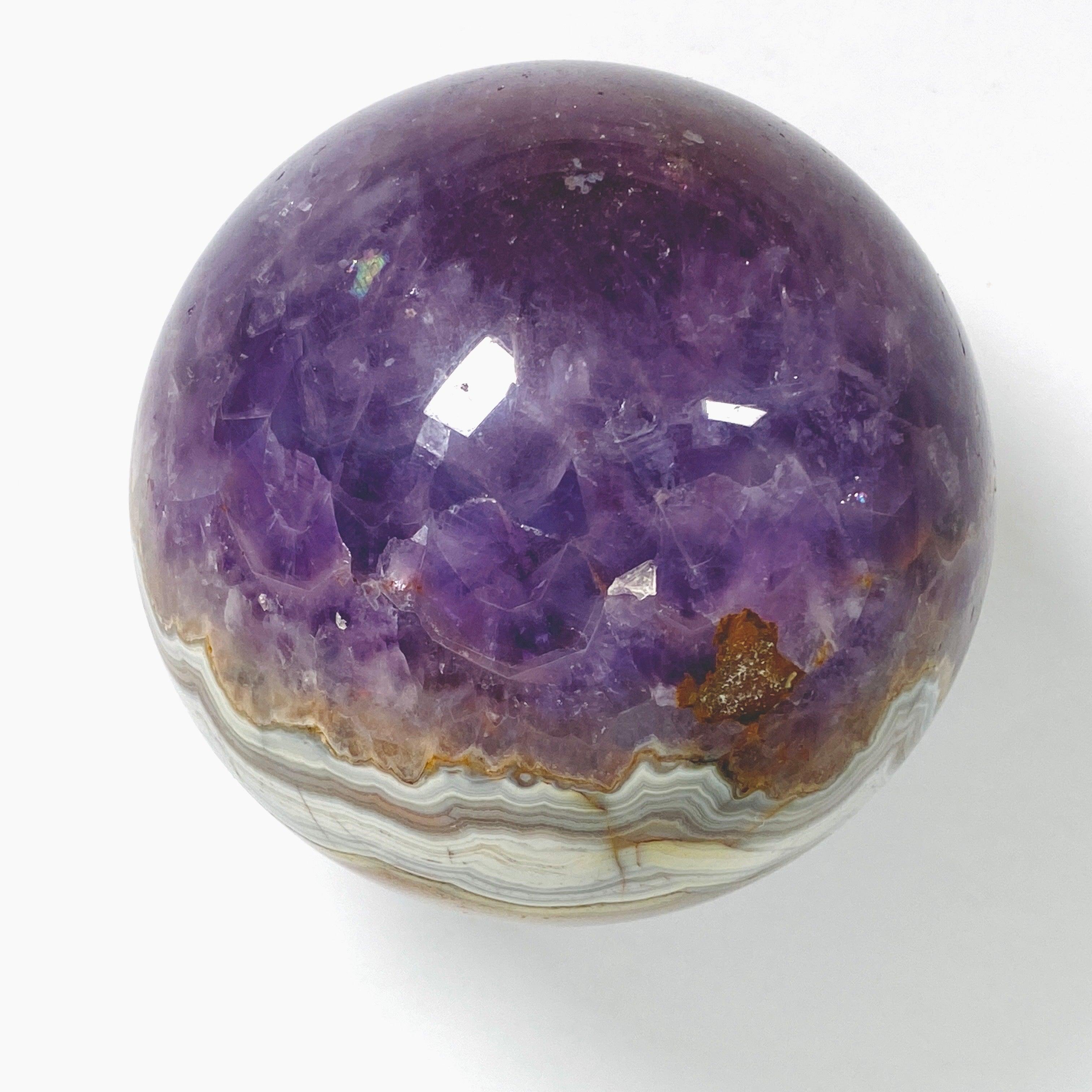 Natural Amethyst Agate Sphere - AMAS 01 Crystal Healing Stone for Meditation, Reiki & Home Decor
