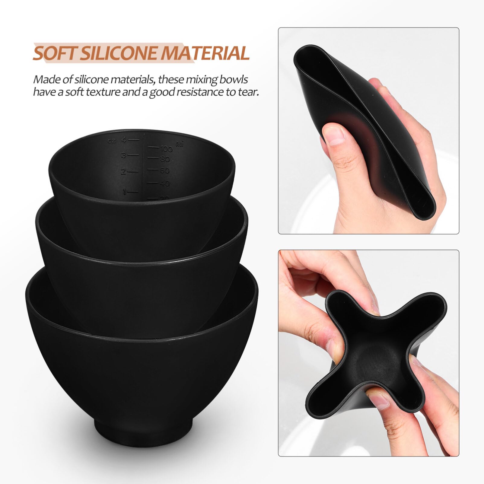 3pcs Silicone Mask Mixing Bowls for DIY Facial & Spa - Beauty Accessories, Salon Tools, Mask Making Containers - Perfect for Home Spa, Professional Salons & DIY Skincare Routines