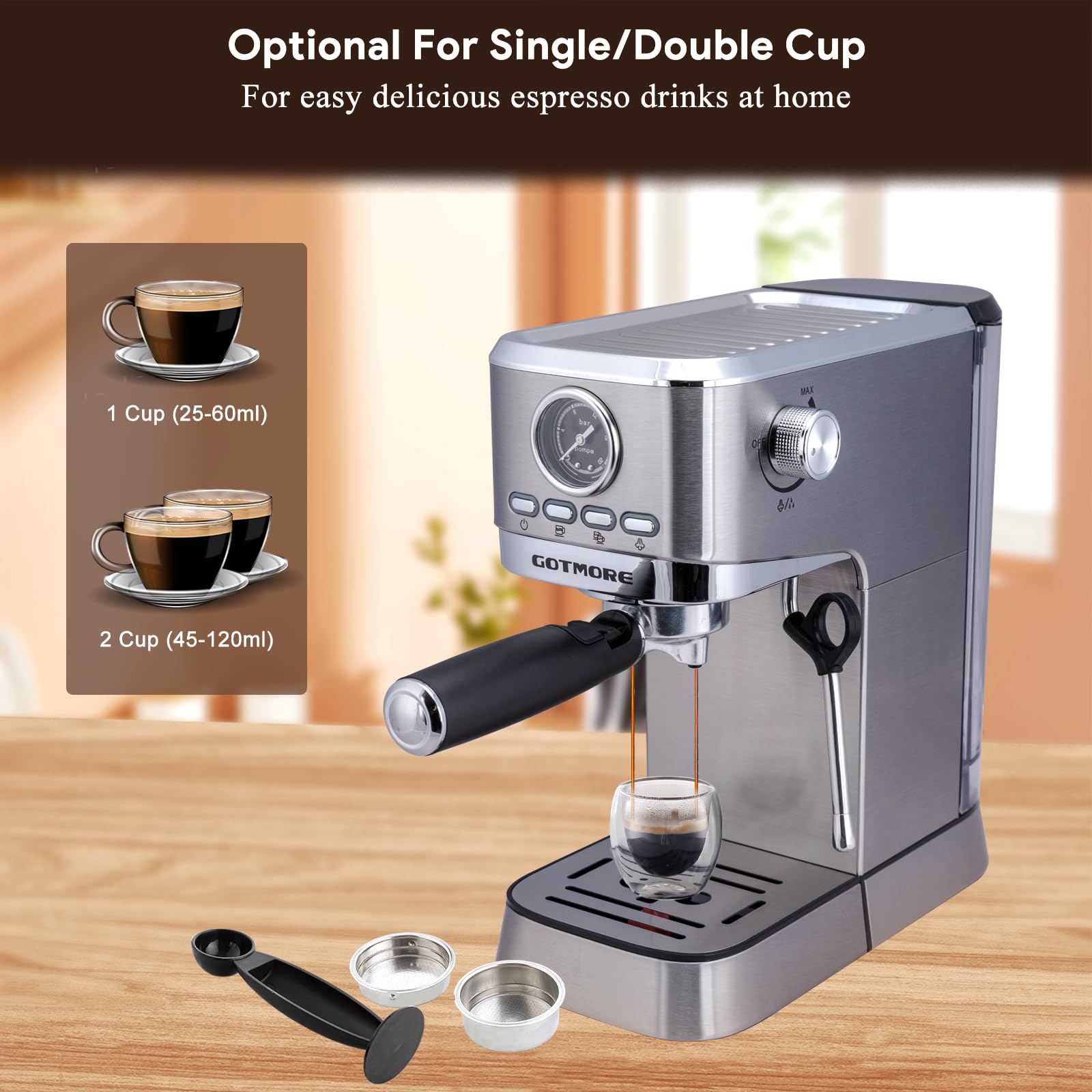 Premium Compact Espresso Coffee Maker with Milk Frother - 33oz Removable Water Tank for Home Baristas - Perfect for Lattes, Cappuccinos & Americanos - Ideal Gift for Coffee Lovers (Home Use, Office, Cafes & Small Spaces)