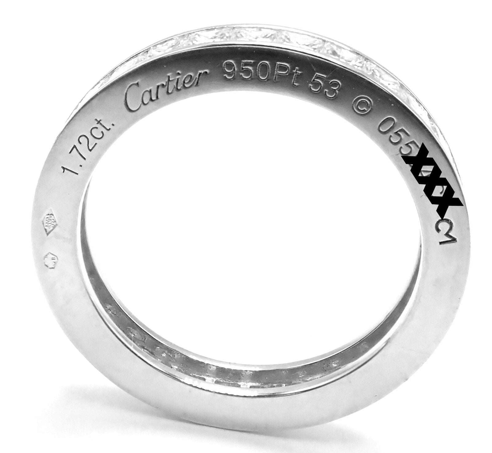 Cartier Platinum Princess Cut Diamond Eternity Wedding Band Ring - Size 53 (US 6.75) - Luxury Jewelry for Anniversary, Engagement & Special Occasions