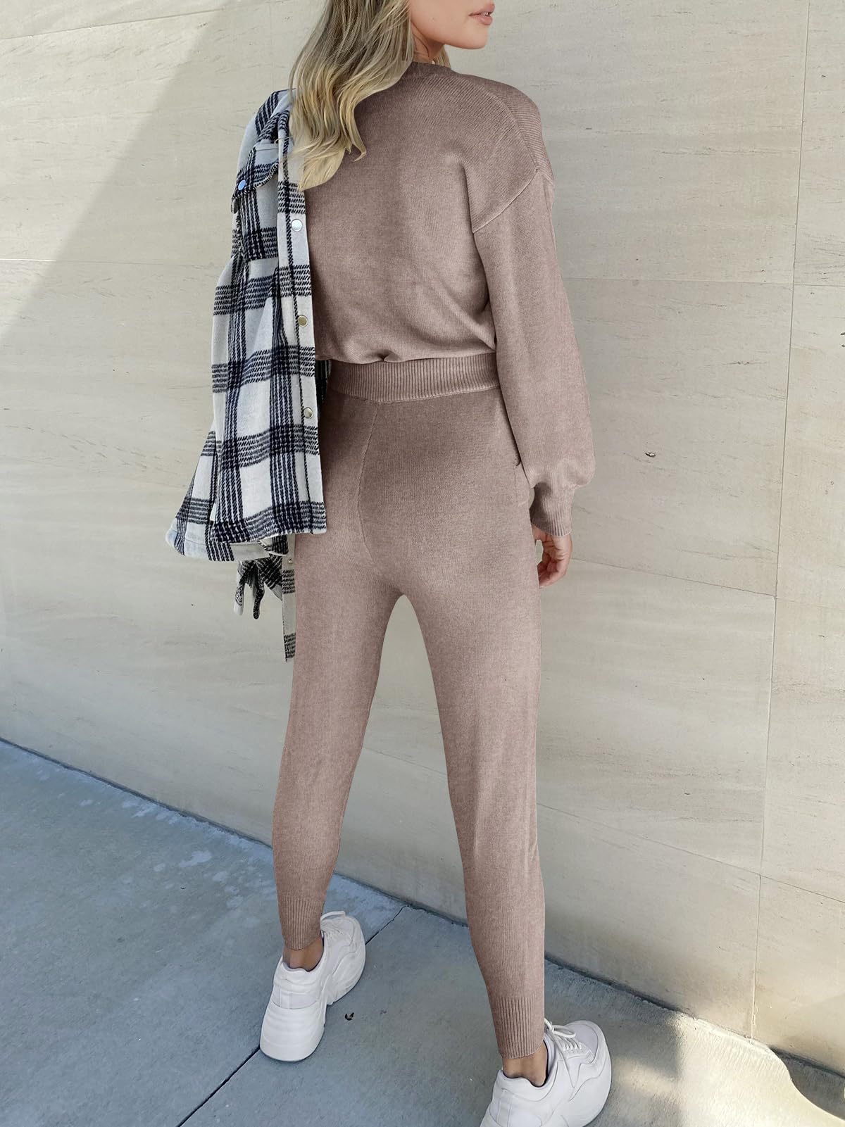 ANRABESS Women's 2 Piece Outfits - Cozy Long Sleeve Sweater & Drawstring Pants Lounge Set for Casual Wear, Home Comfort, and Relaxation