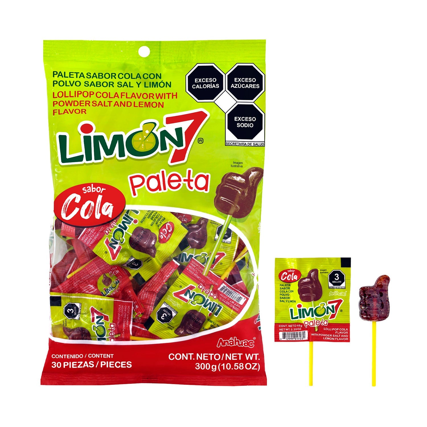 Dulces Anahuac Limon7 Cola Flavored Candy | 30 Count Bag | Mexican Sour Gummy Candy for Parties, Snacks & Gifting