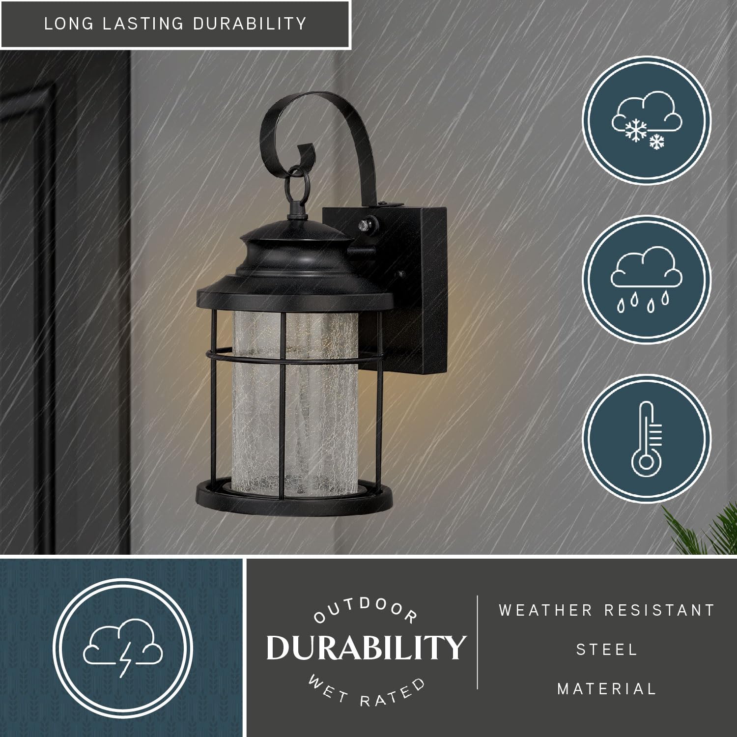 VAXCEL Melbourne 1-Light LED Bronze Outdoor Wall Lantern with Clear Glass - Dusk to Dawn Sensor - Coastal Style Lighting for Porch, Patio & Entryway