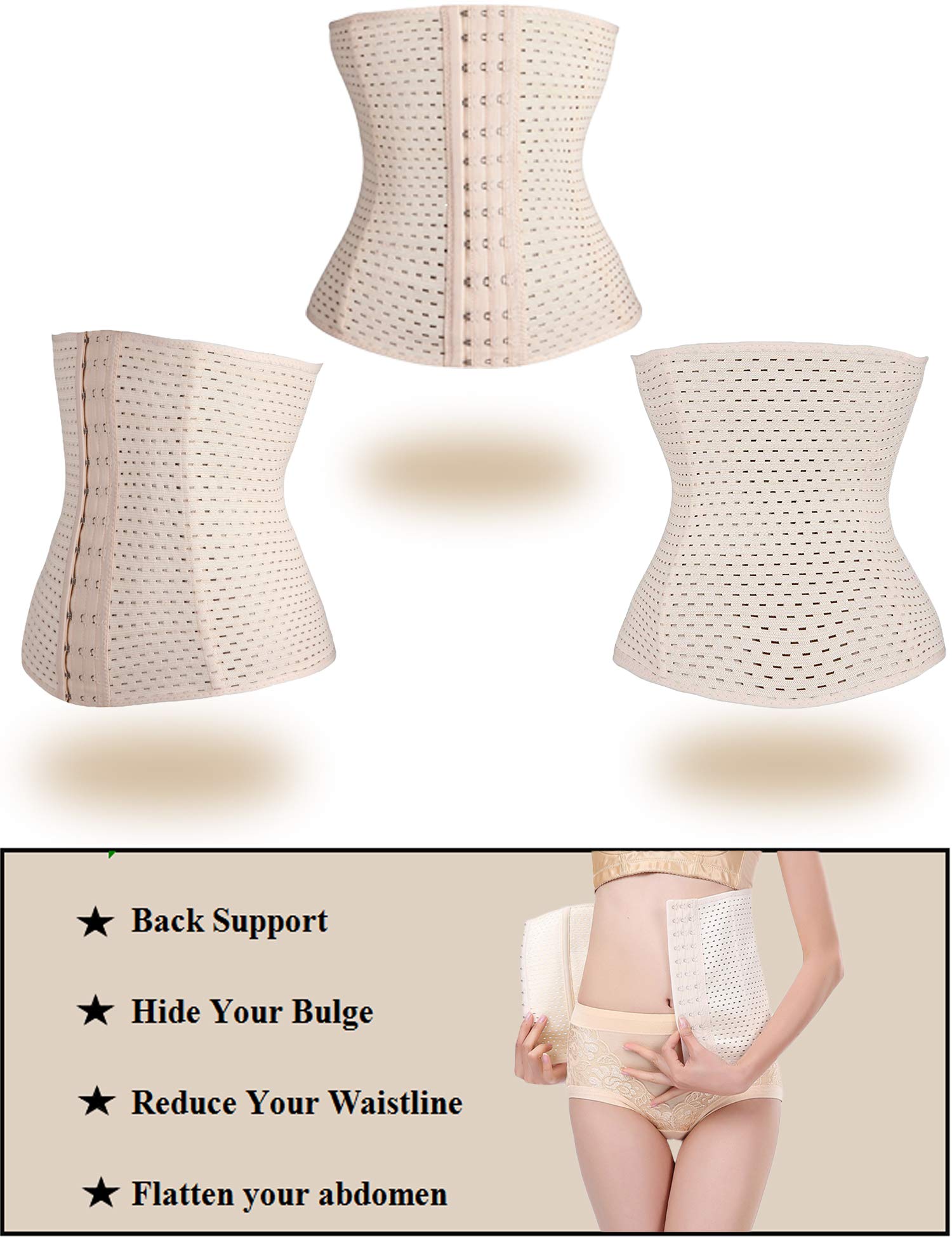 Youloveit Women's Waist Trainer Corset - Steel Boned Tummy Control Body Shaper with Adjustable Hooks for Everyday Wear | Perfect for Workouts, Postpartum Recovery & Special Occasions