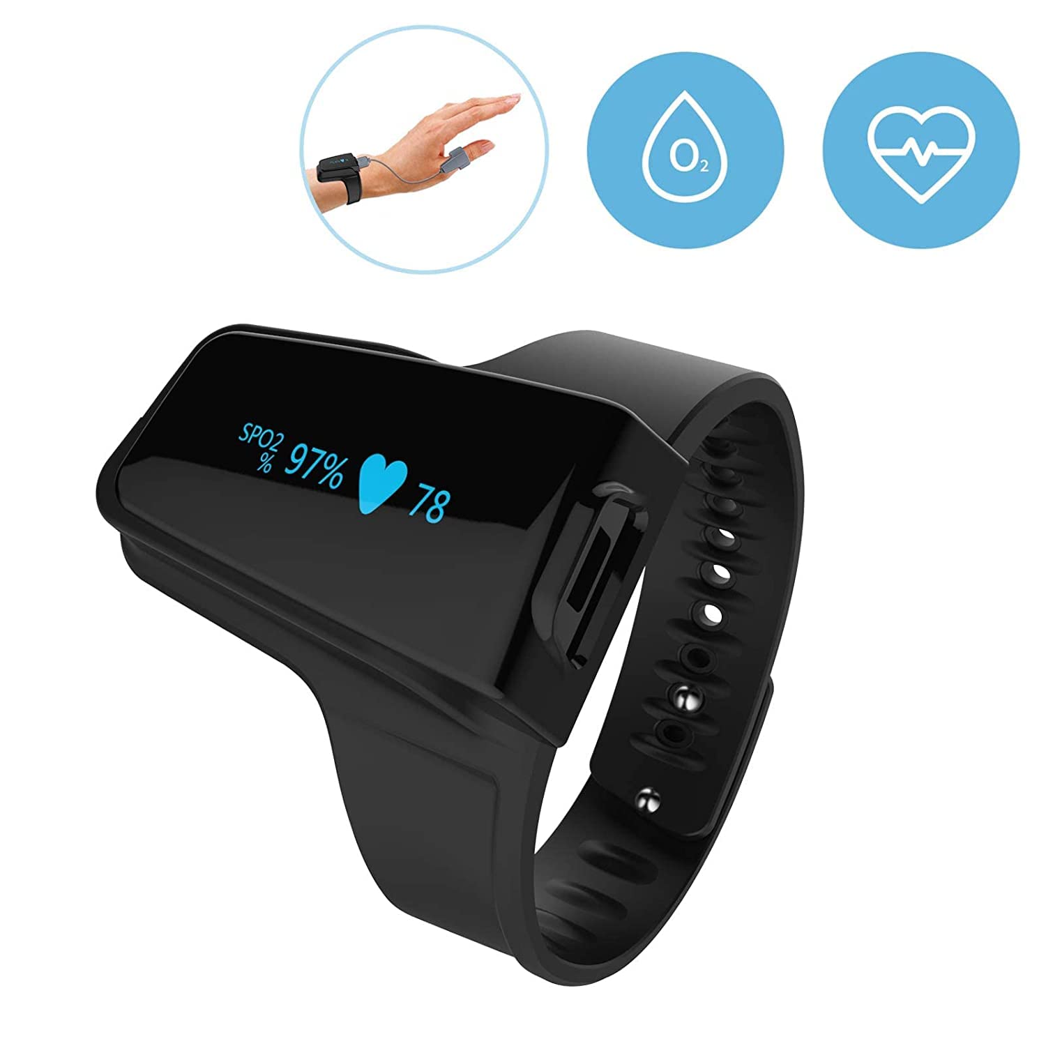 FDA-Approved Pulse Oximeter with Bluetooth - 72-Hour Battery Life Wrist & Finger Oxygen Monitor for Adults - Free APP & PC Reports - Perfect for Sleep Tracking, Fitness Monitoring & Health Management