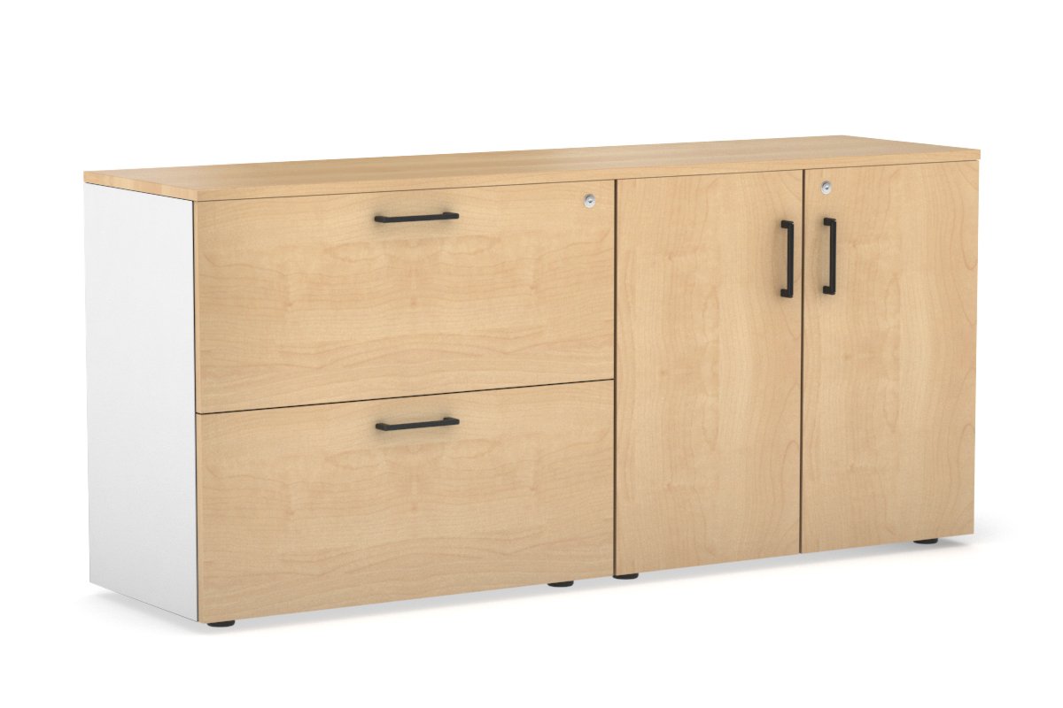 2-Drawer Lateral File Cabinet with 2-Door Storage Cupboard - Office Organization & Document Storage Solution for Home & Business Workspaces