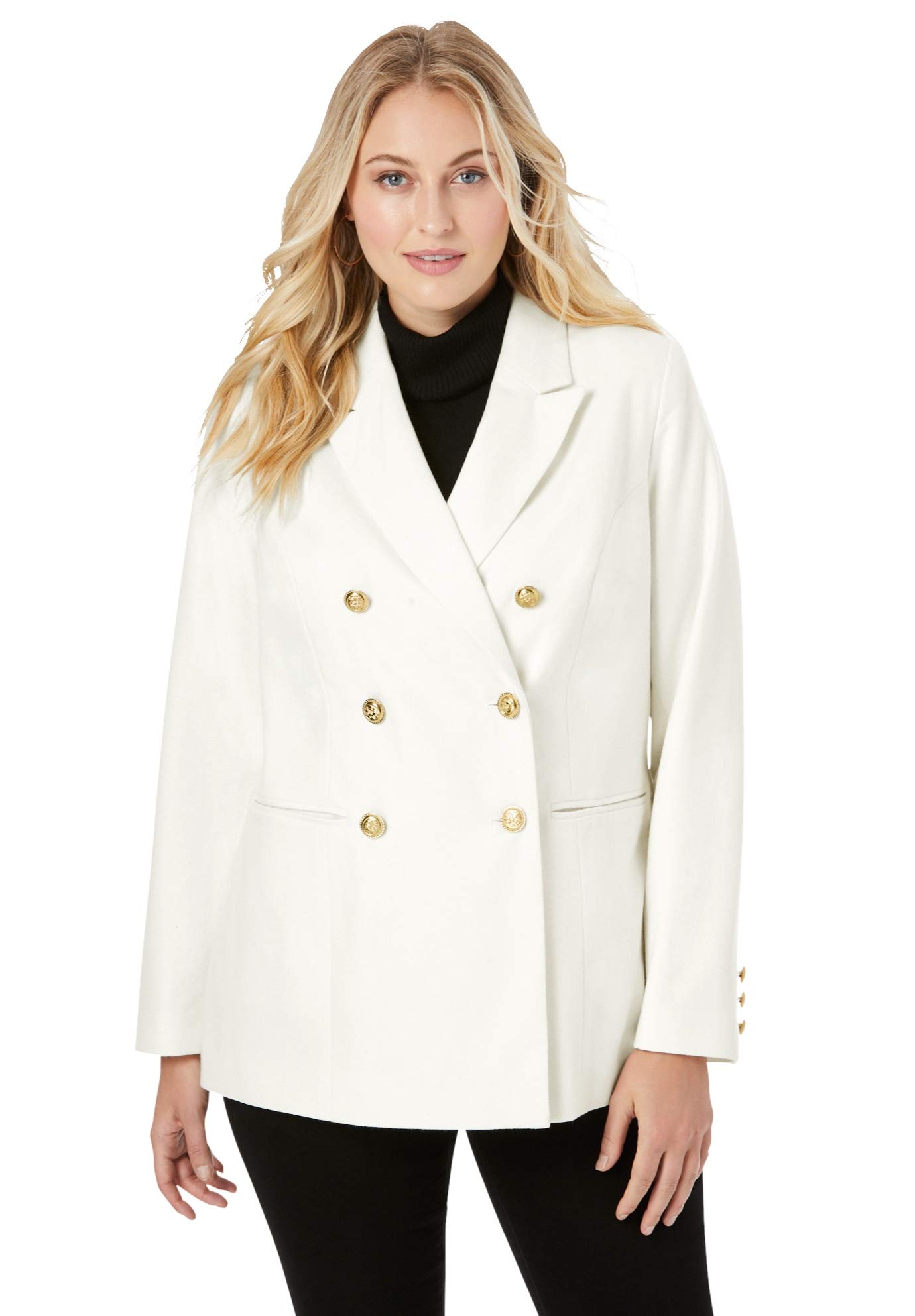 Jessica London Women's Plus Size Double Breasted Wool Blazer Coat for Work, Office & Business Attire - Professional Formal Wear for Women