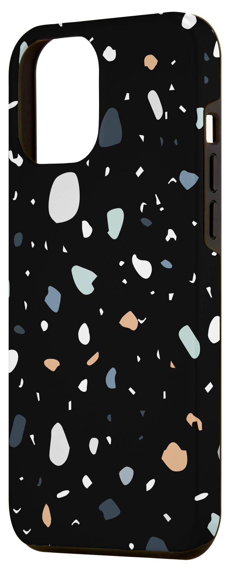 iPhone 12 Pro Max Case - Terrazzo Abstract Earth Tone Design, Shockproof Black Phone Cover for Women & Men | Perfect for Work, Travel & Everyday Protection