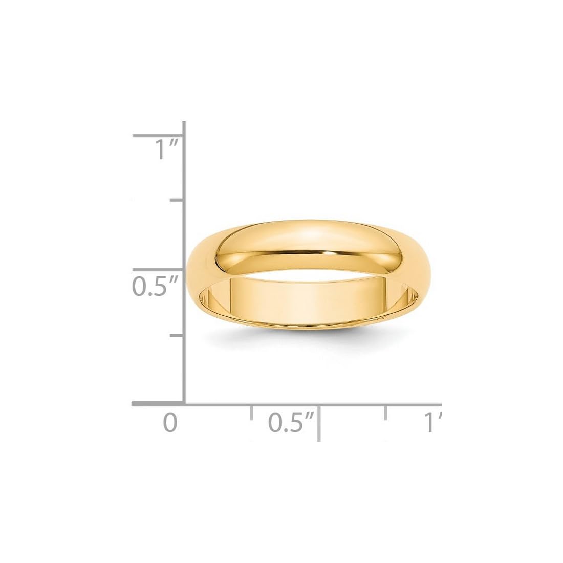 14K Yellow Gold Solid Polished Half Round 5mm Wedding Band Ring for Women & Men - Perfect for Anniversaries, Engagements and Everyday Wear