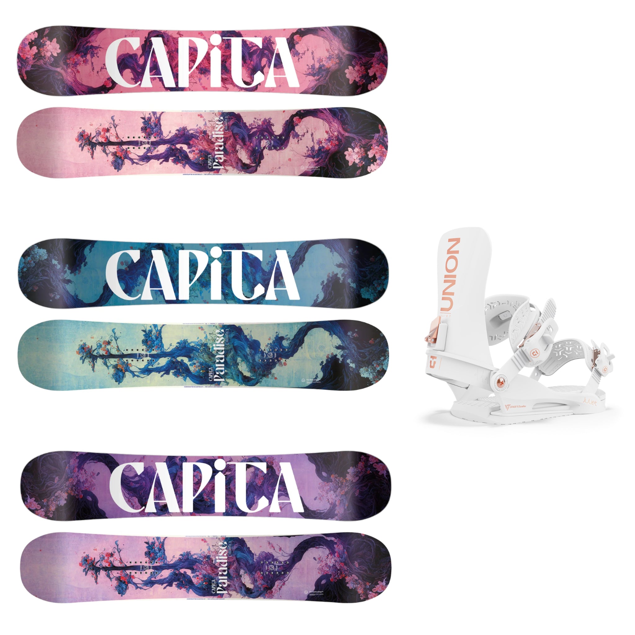 CAPiTA Women's Paradise Snowboard with Union Juliet Bindings 2025 - All-Mountain Freestyle Snowboard for Women | Perfect for Powder, Park & Backcountry Riding