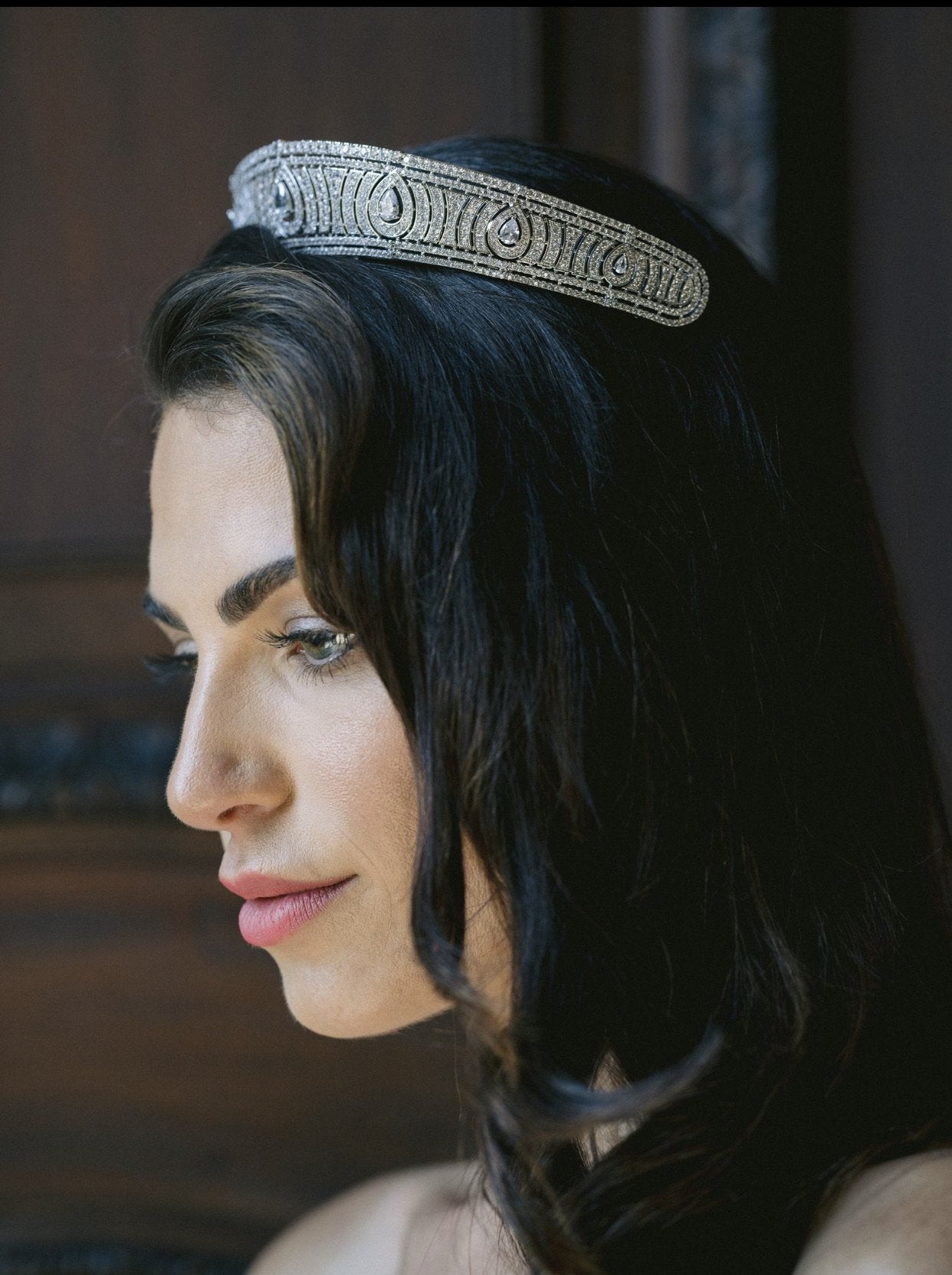 ANNE Simulated Diamond Bandeau Tiara - Elegant Crystal Bridal Headpiece for Weddings, Prom & Special Occasions