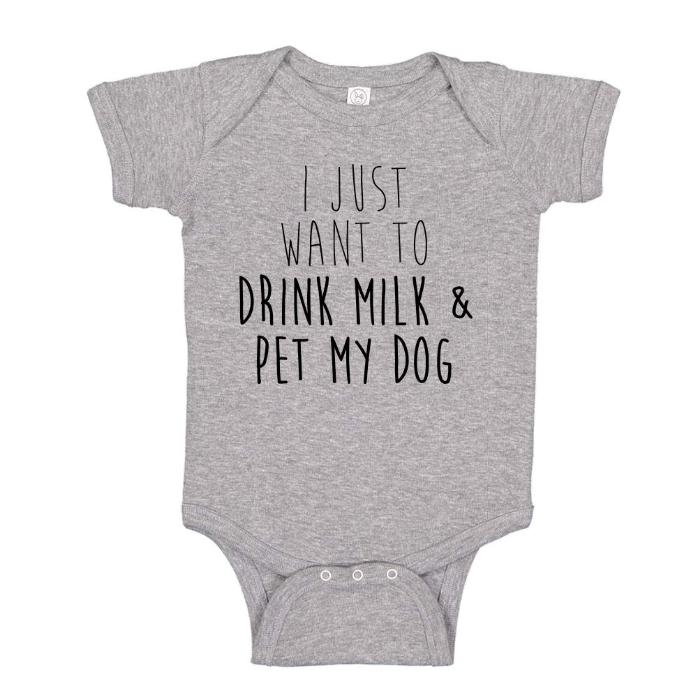 Funny Baby Bodysuit & Toddler T-Shirt - 'I Just Want to Drink Milk and Pet My Dog' Cute Outfit for Infants | Perfect for Playtime, Family Photos & Casual Wear