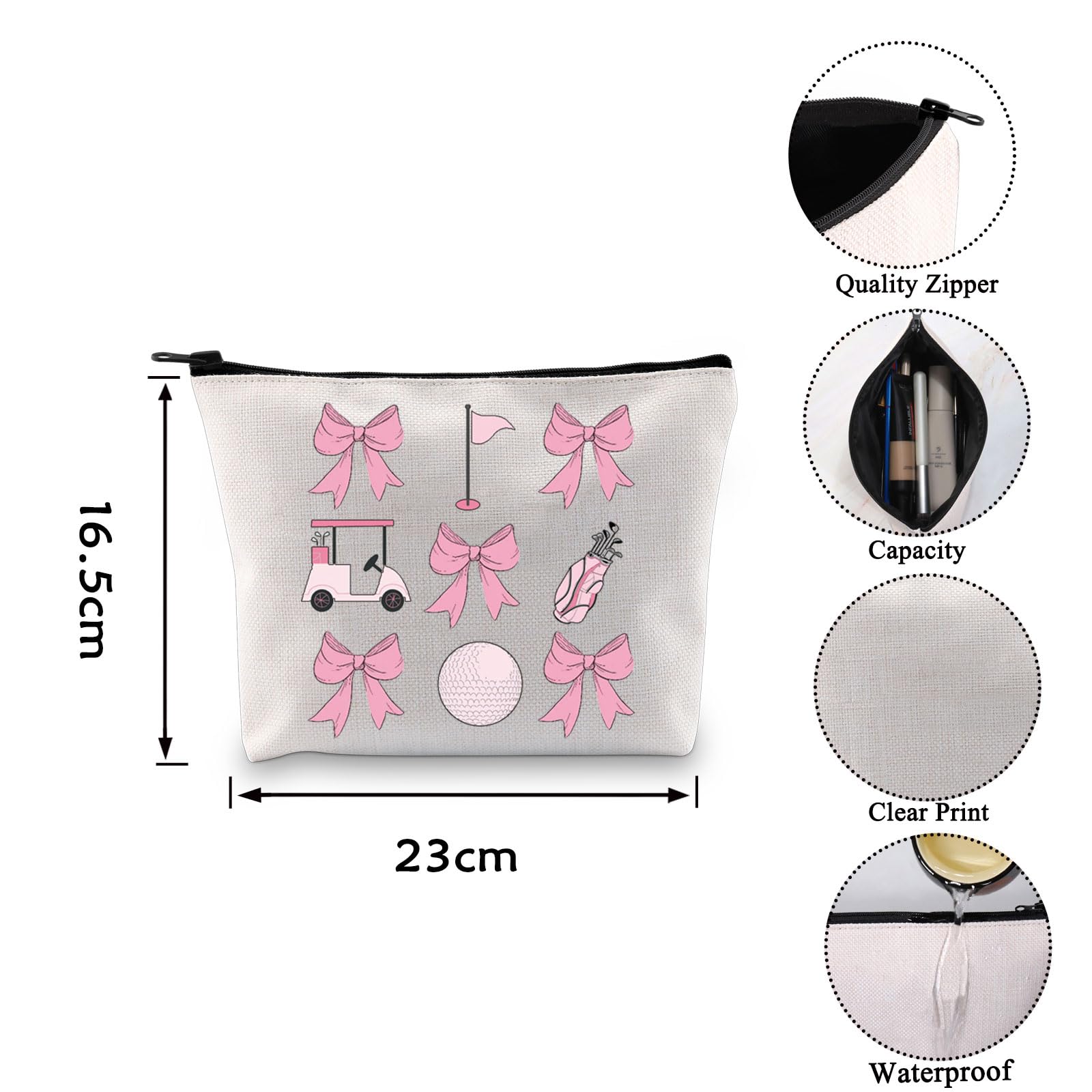 VAMSII Golf Makeup Bag for Women - Elegant Bowknot Design Cosmetic Travel Bag - Perfect Golf Gift for Female Golfers - Ideal for Golf Tournaments, Travel & Gym Essentials