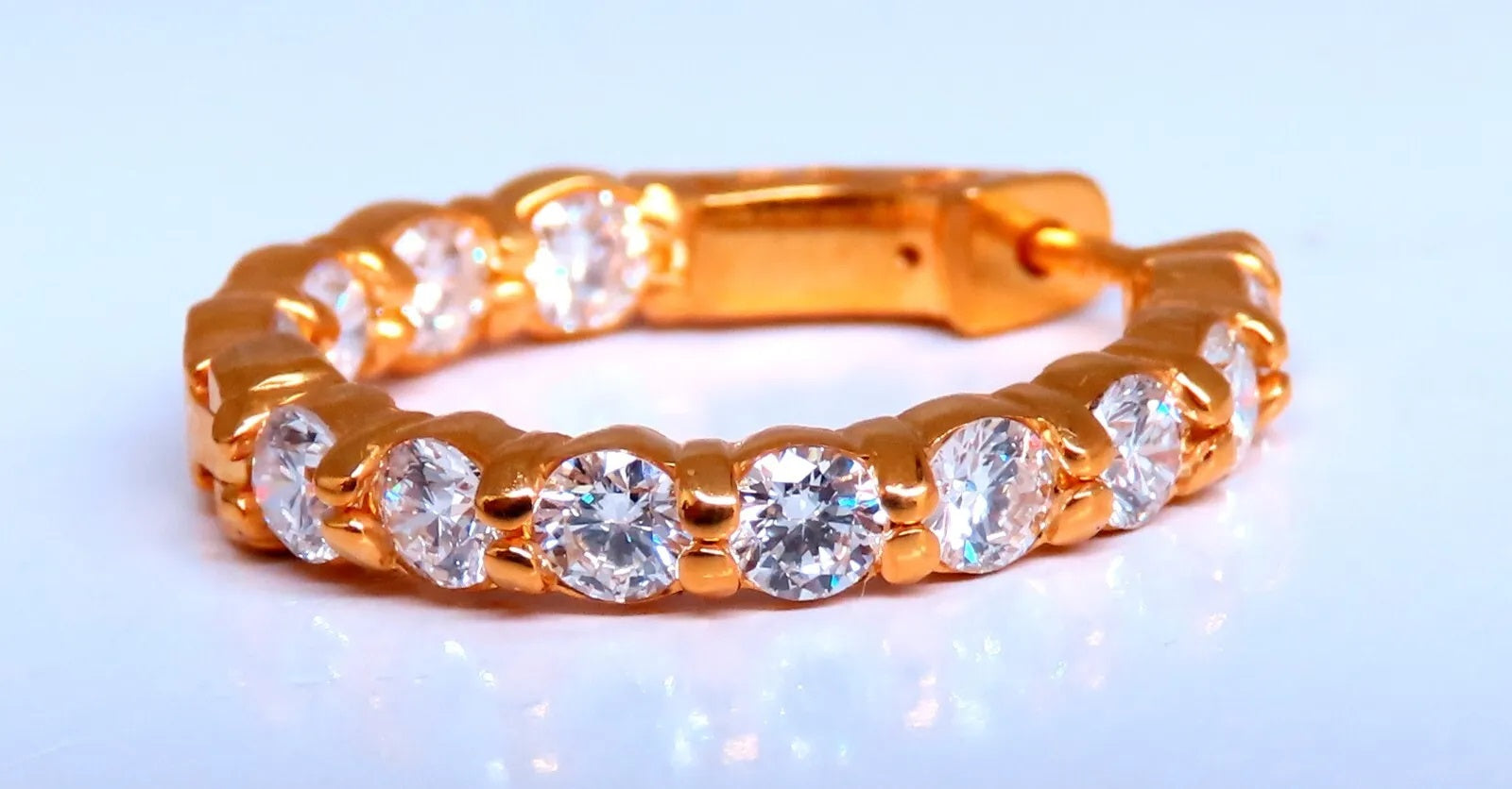 2.61ct Natural Round Diamond Hoop Earrings 14K Gold 23mm Button & Share Prong Setting - Perfect for Weddings, Parties & Special Occasions