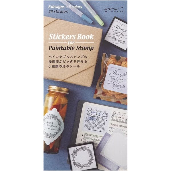 Midori DESIGNPHIL Paintable Stamp Sticker Book - DIY Creative Scrapbooking, Journaling & Card Making Supplies for Adults & Kids