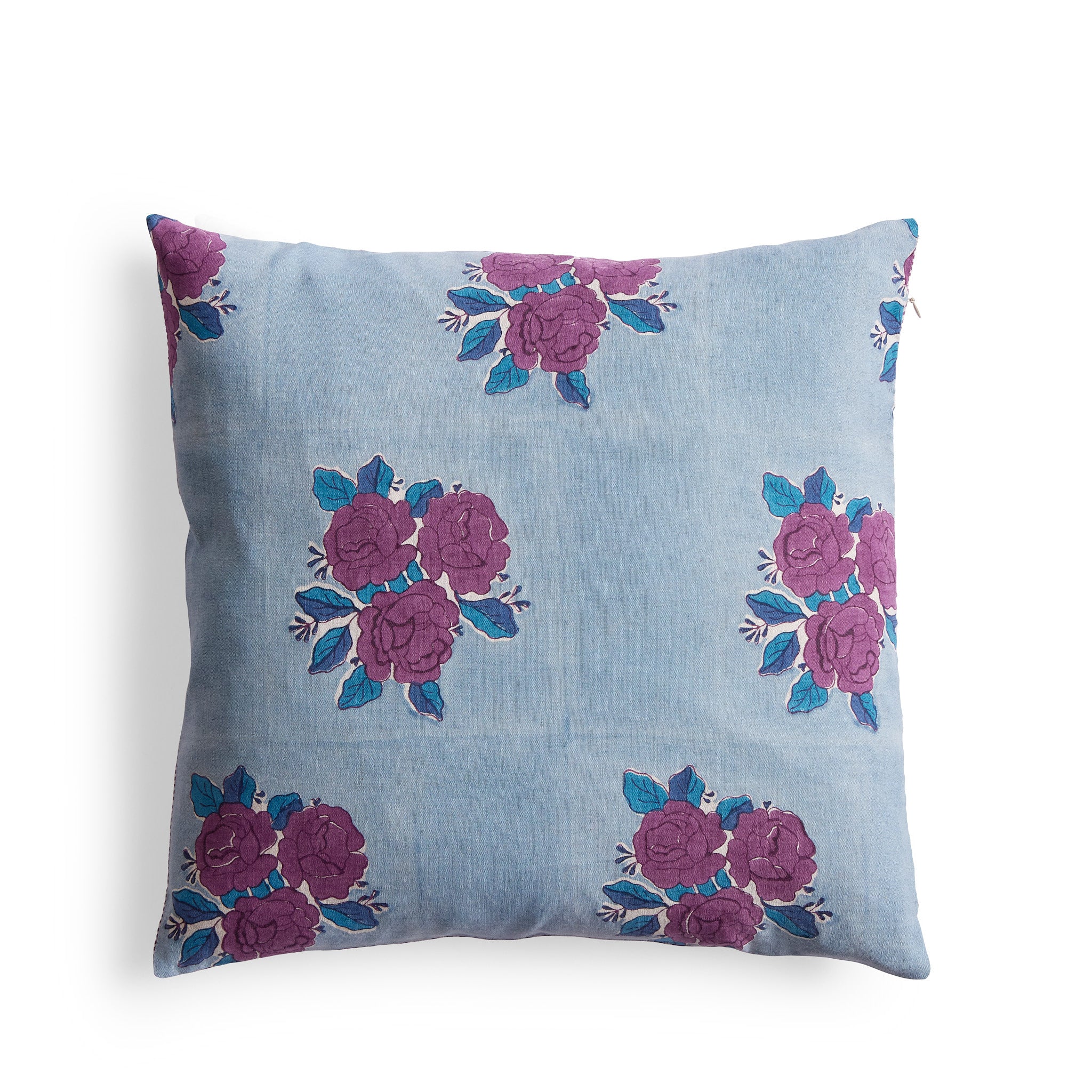 Handmade Sara Block Printed Linen Pillow Cover 18x18 Inch - Bohemian Home Decor for Living Room, Bedroom & Nursery
