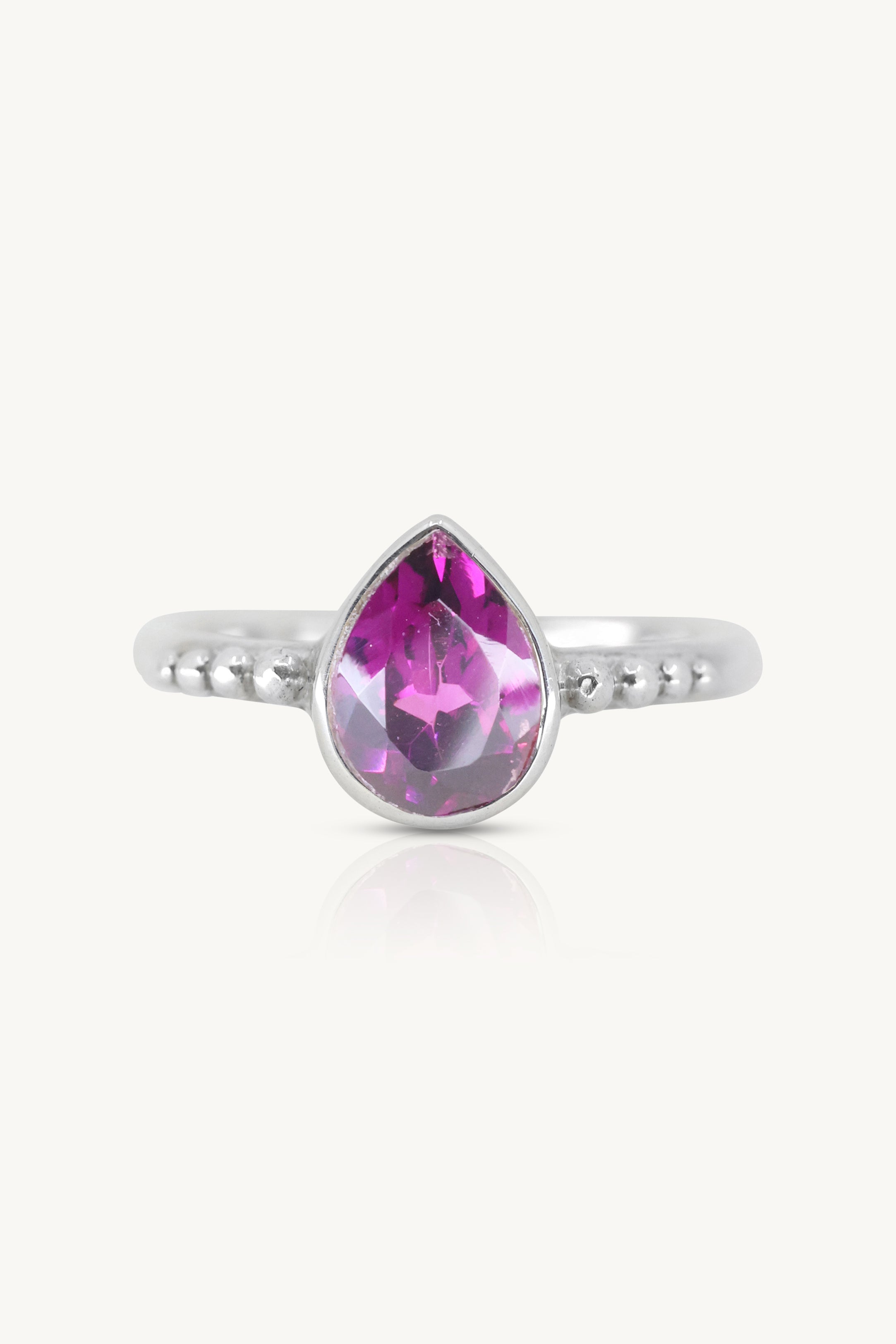 Amie Rhodolite Silver Stacker Ring - Dainty Adjustable Stackable Band for Women, Perfect for Layering & Everyday Wear