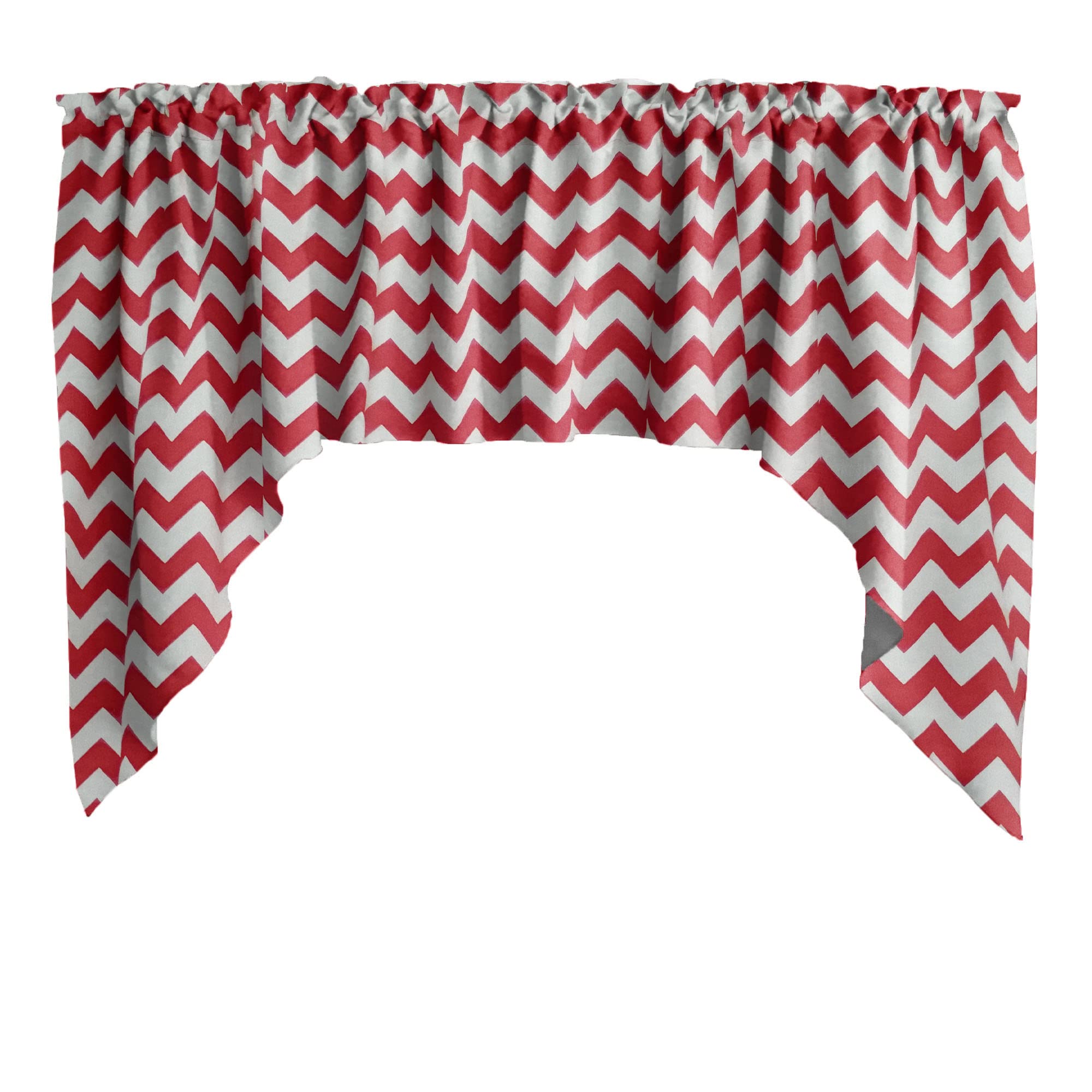 Chevron Zig-Zag Print Cotton Window Valance - Stylish Home Décor for Bedroom, Nursery & Kitchen - Red | Perfect for Adding Color & Texture to Windows