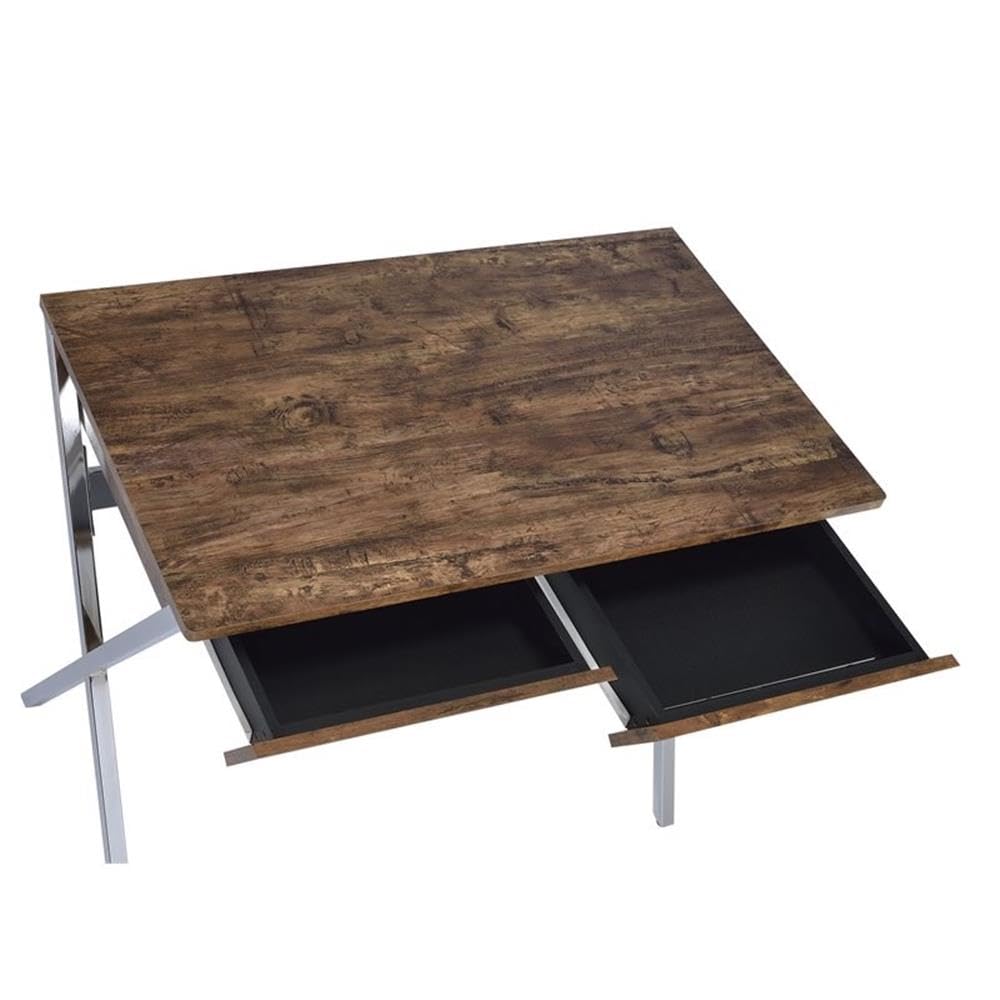 UrbanPro Transitional Home Office Desk in Weathered Oak and Chrome - Modern Writing Desk for Small Spaces, Home Office Furniture with Chrome Legs - Perfect for Remote Work, Study & Apartment Living