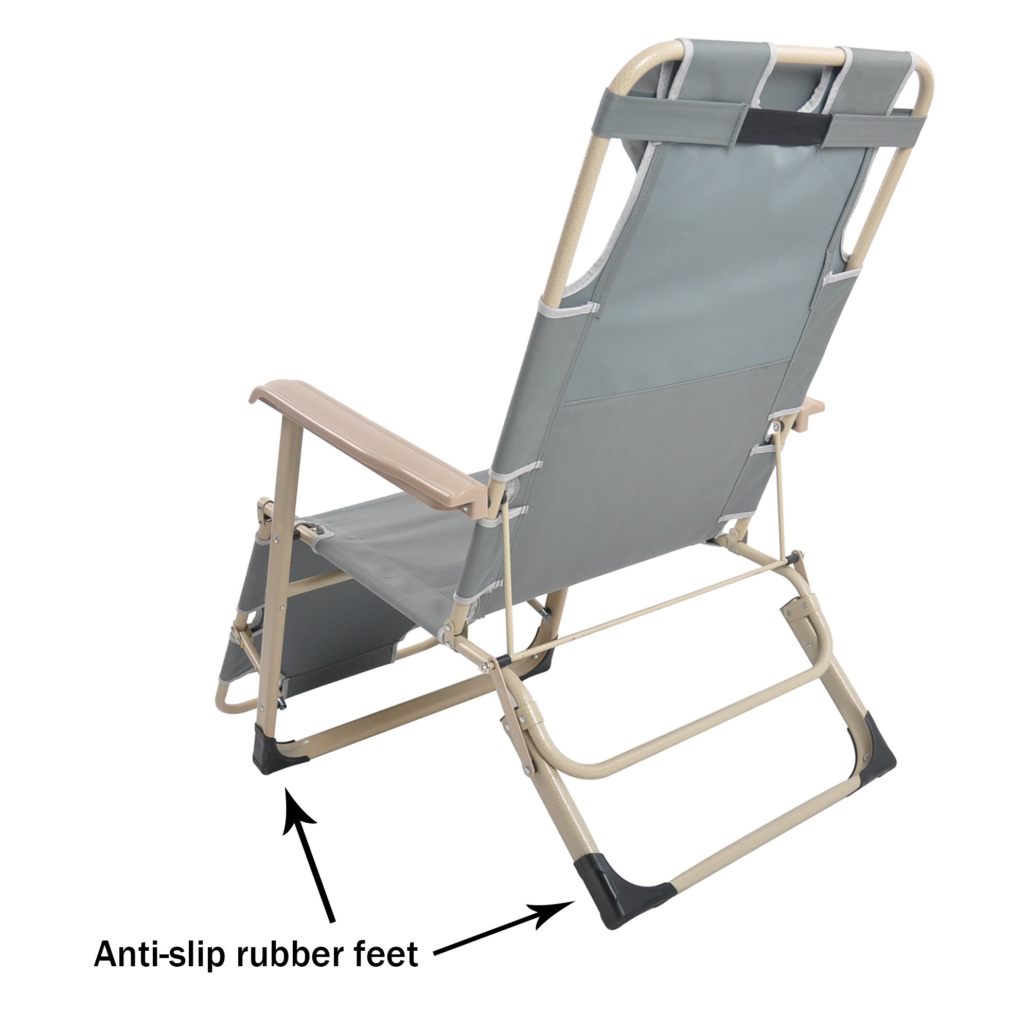 2 Pack Adjustable Patio Chaise Lounge Chairs - Convertible to Full Flat Cots, Foldable Reclining Outdoor Chairs for Lawn, Camping, Beach & Pool - Perfect for Sunbathing, Relaxing and Backyard Lounging