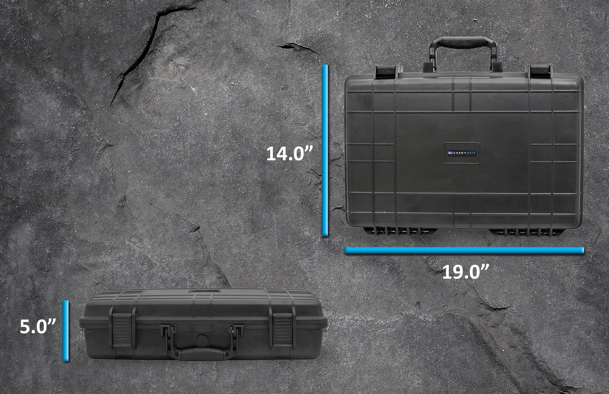 CASEMATIX 19 Waterproof Hard Travel Case with Customizable Foam - Fits Accessories up to 17 x 10.5 x 3 Inches - Perfect for Camera Gear, Tools & Electronics Protection During Travel & Outdoor Adventures
