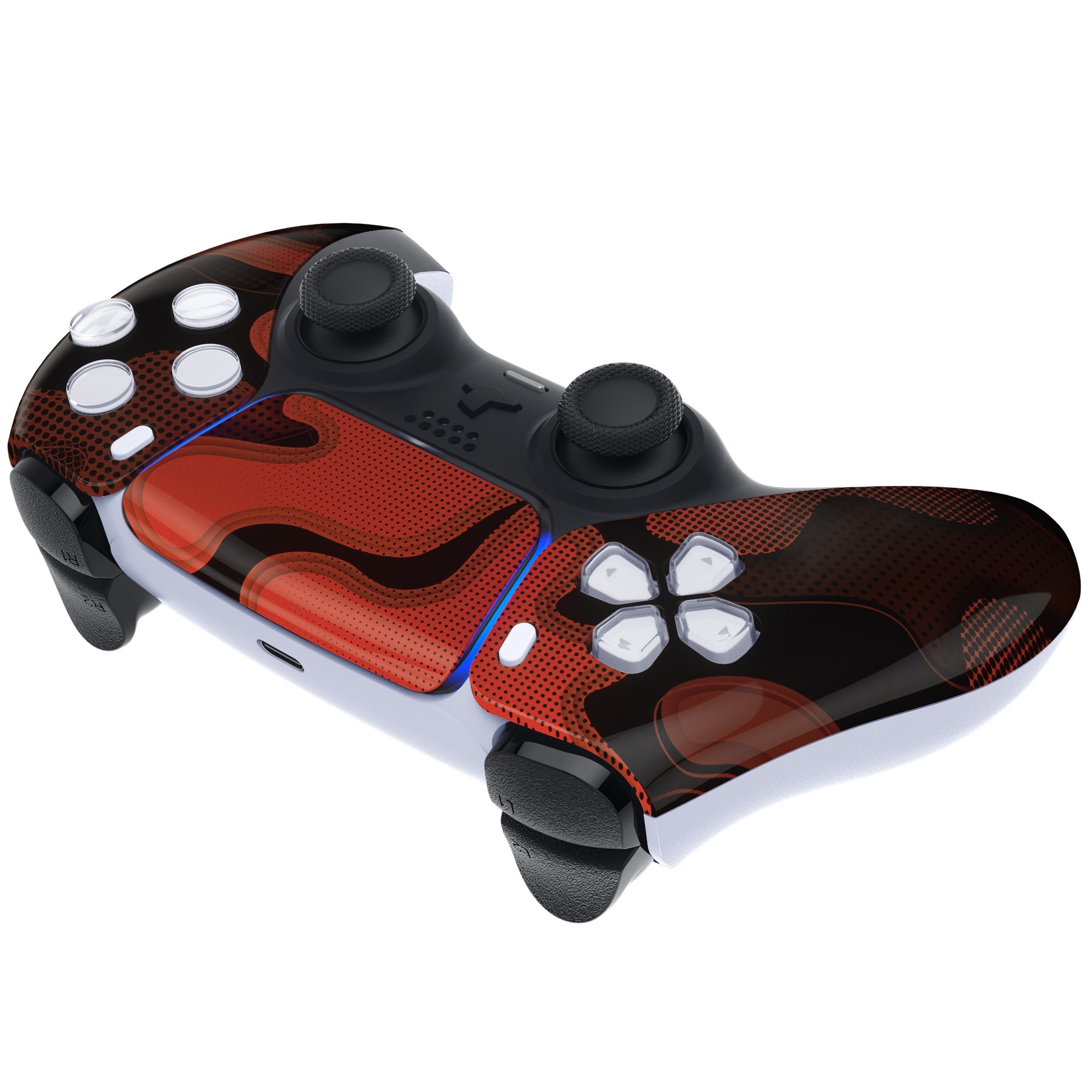 eXtremeRate PS5 Controller Front Housing Shell Replacement - Compatible with BDM 010/020/030/040/050 Models - Red Black Camouflage Design - DIY Gaming Accessory for Enhanced Customization & Protection