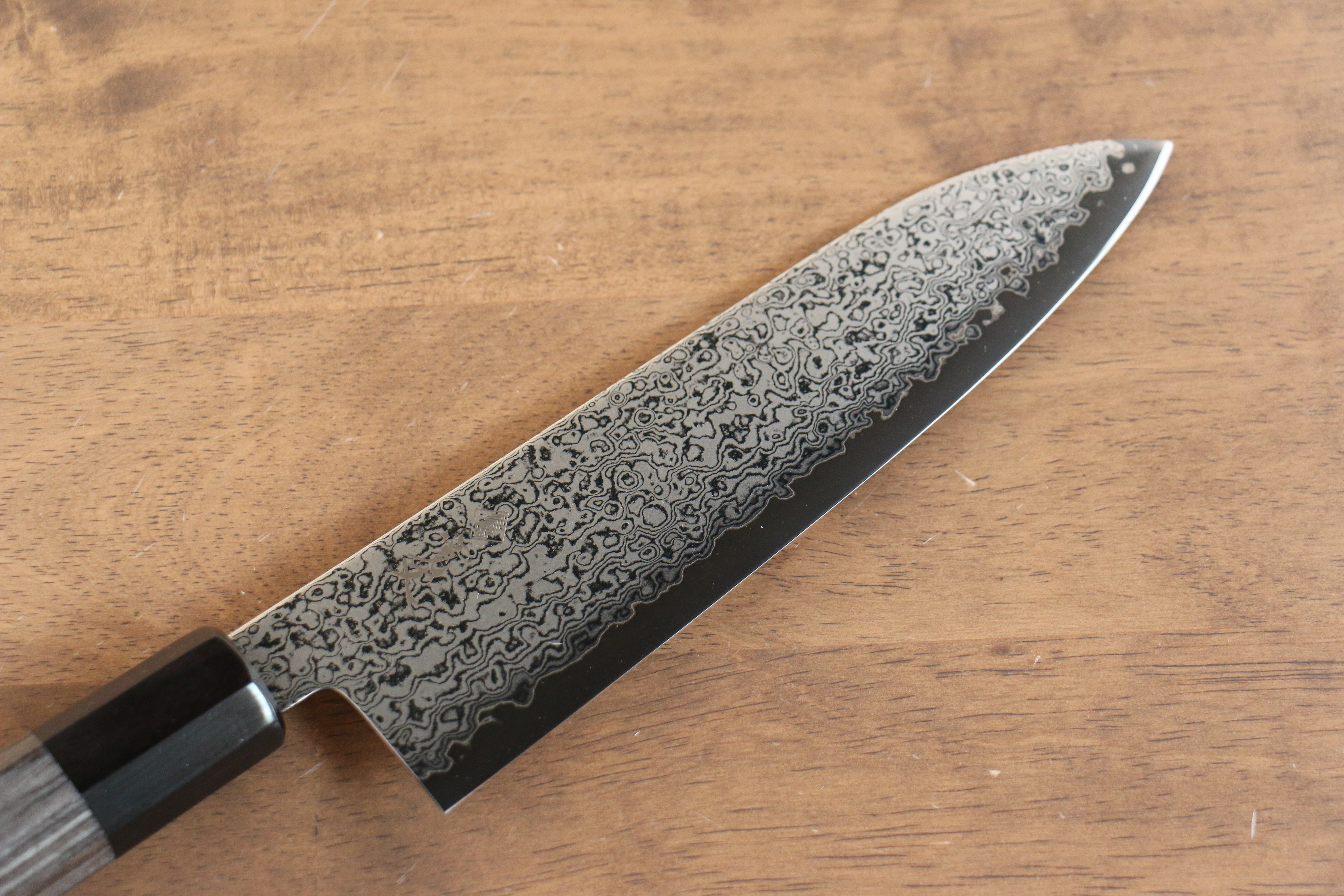 Premium Kanjyo VG10 Damascus Santoku Knife 180mm - Japanese Chef Knife with Gray Pakkawood Handle - Perfect for Slicing, Dicing & Chopping Vegetables, Meat & Fish
